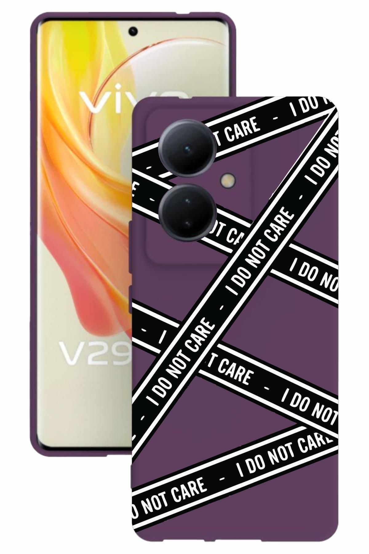 vivo V29 Lite 5g Uyumlu Baskılı Ve Kamera Korumalı Mor Silikon Kılıf