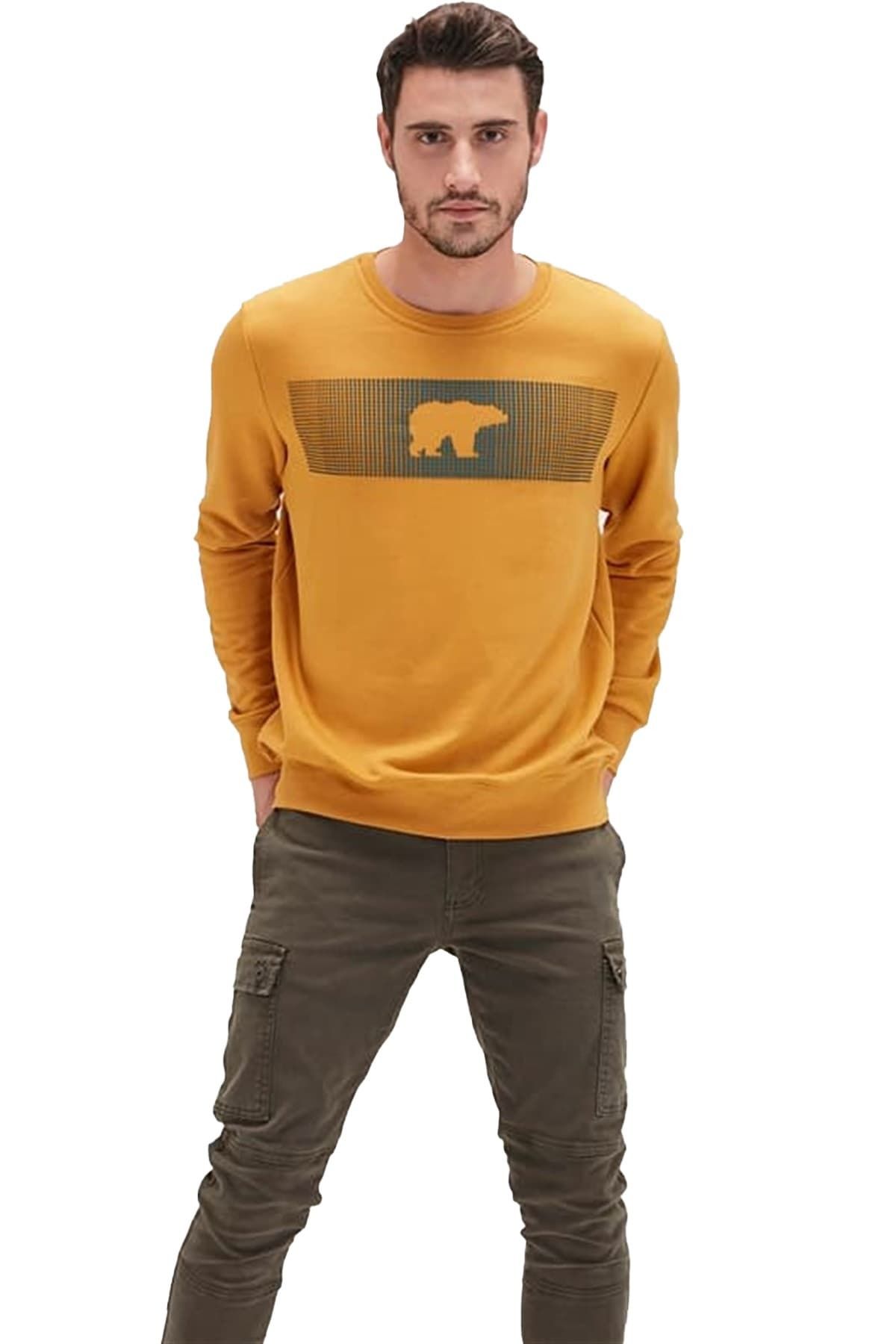 Bad Bear Ayı Baskılı Fancy Crewneck Sweatshirt - Sarı