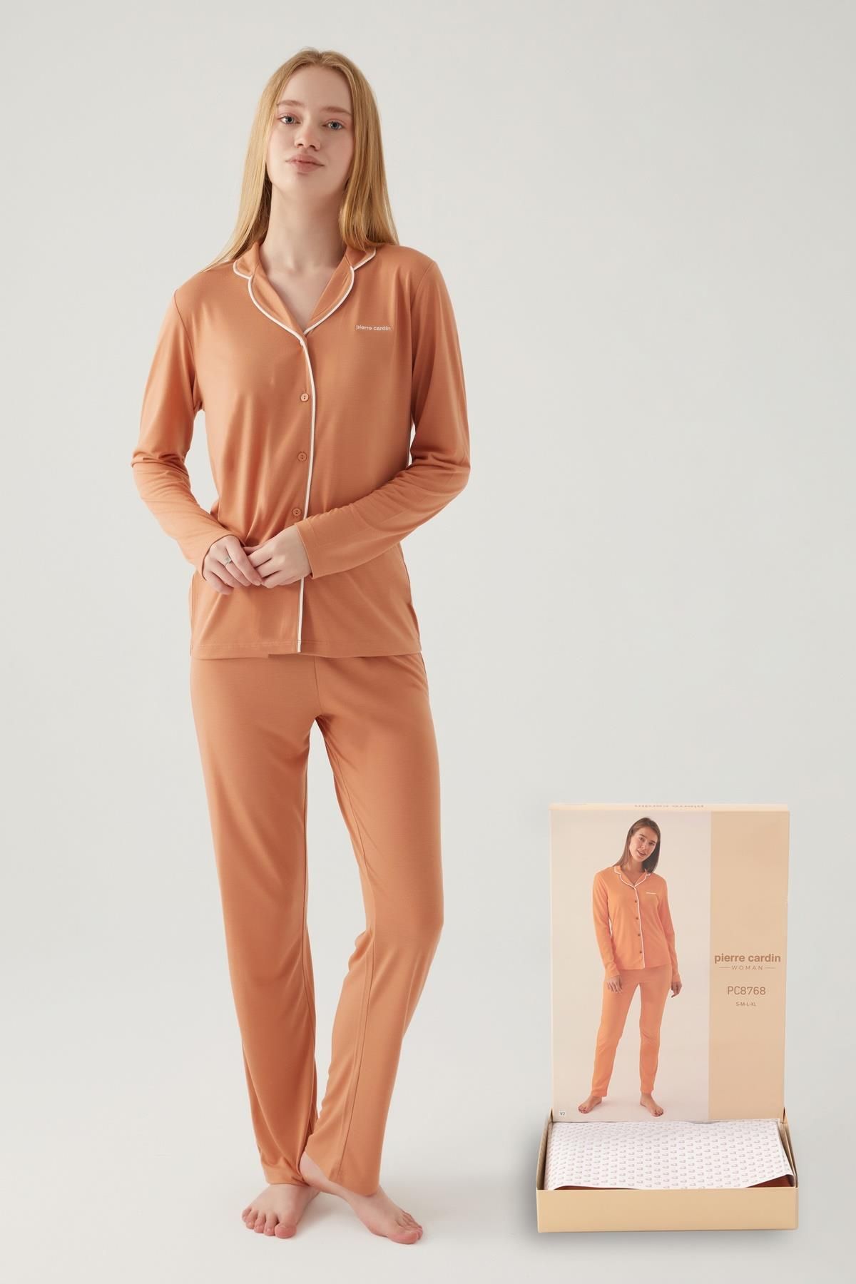 Pierre Cardin Kadın %50 Pamuk %50 Modal Kutulu Pijama Takım, Çeyize Uygun Pijama