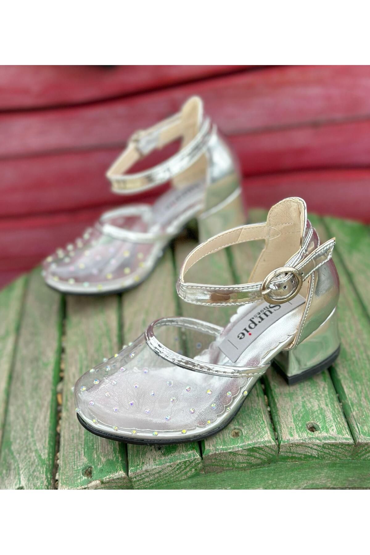 Surpie Shoes Çocuk Topuklu Ayakkabı, Kız Çocuk Ayakkabı, Sinderella Ayakkabı