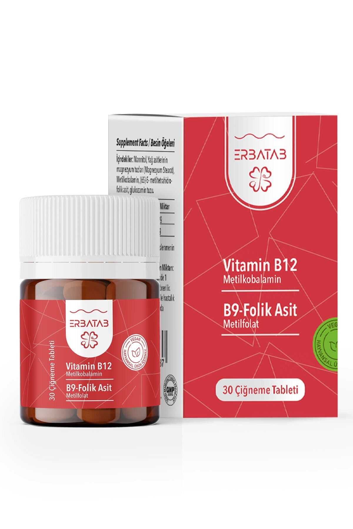 Erbatab Vitamin B12- Folik Asit B9-Metilkobalamin-Metilfolat