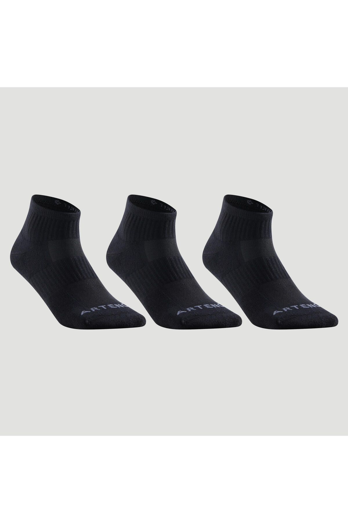 Decathlon ARTENGO Spor Çorabı - Orta Boy Konçlu - 3 Çift - Siyah - RS500 Mid