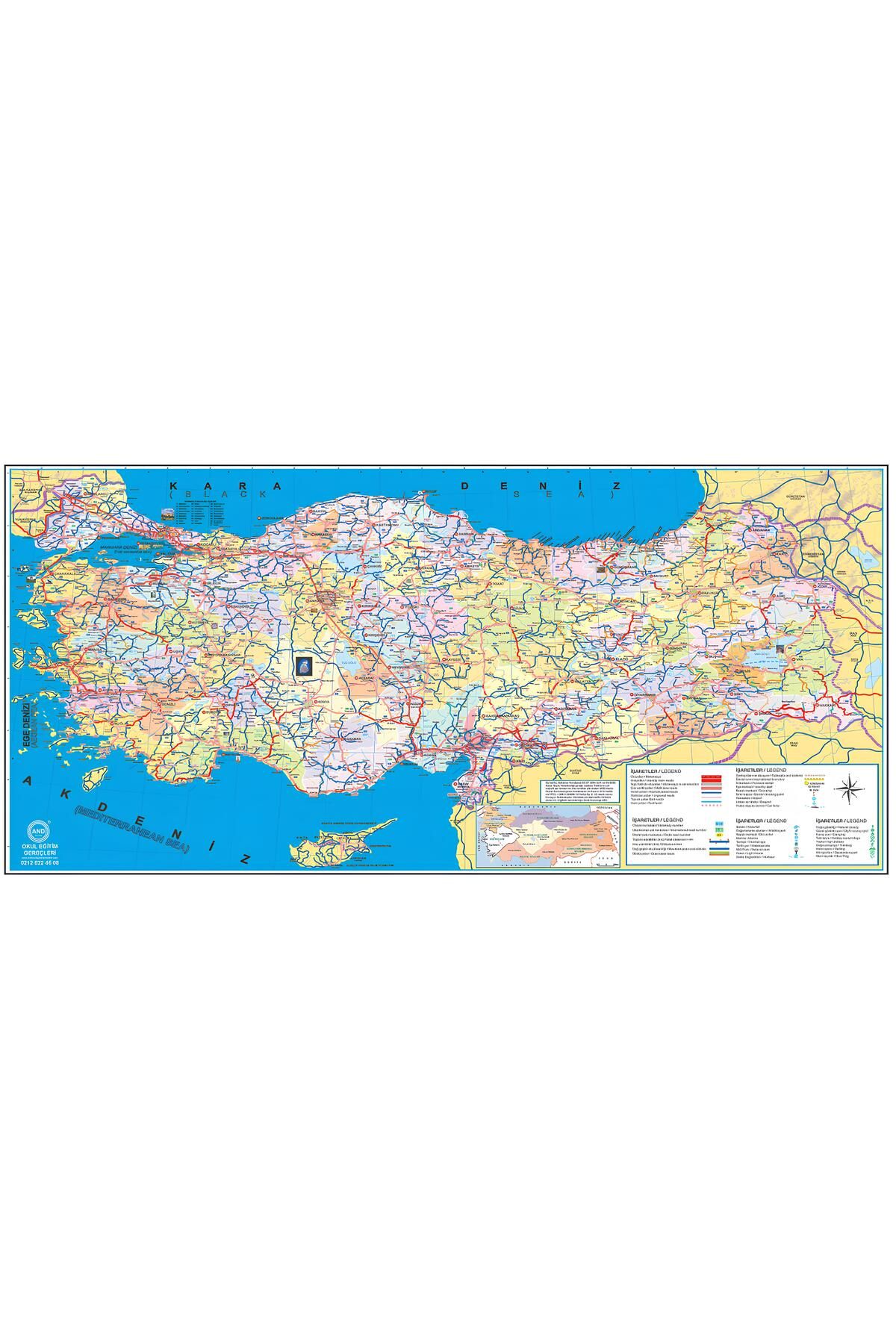 caddehediye Türkiye Karayolları Küçük Harita 60cm Turist Ilkokul Ortaokul Lise Harita -katlanabilir Cep Boy