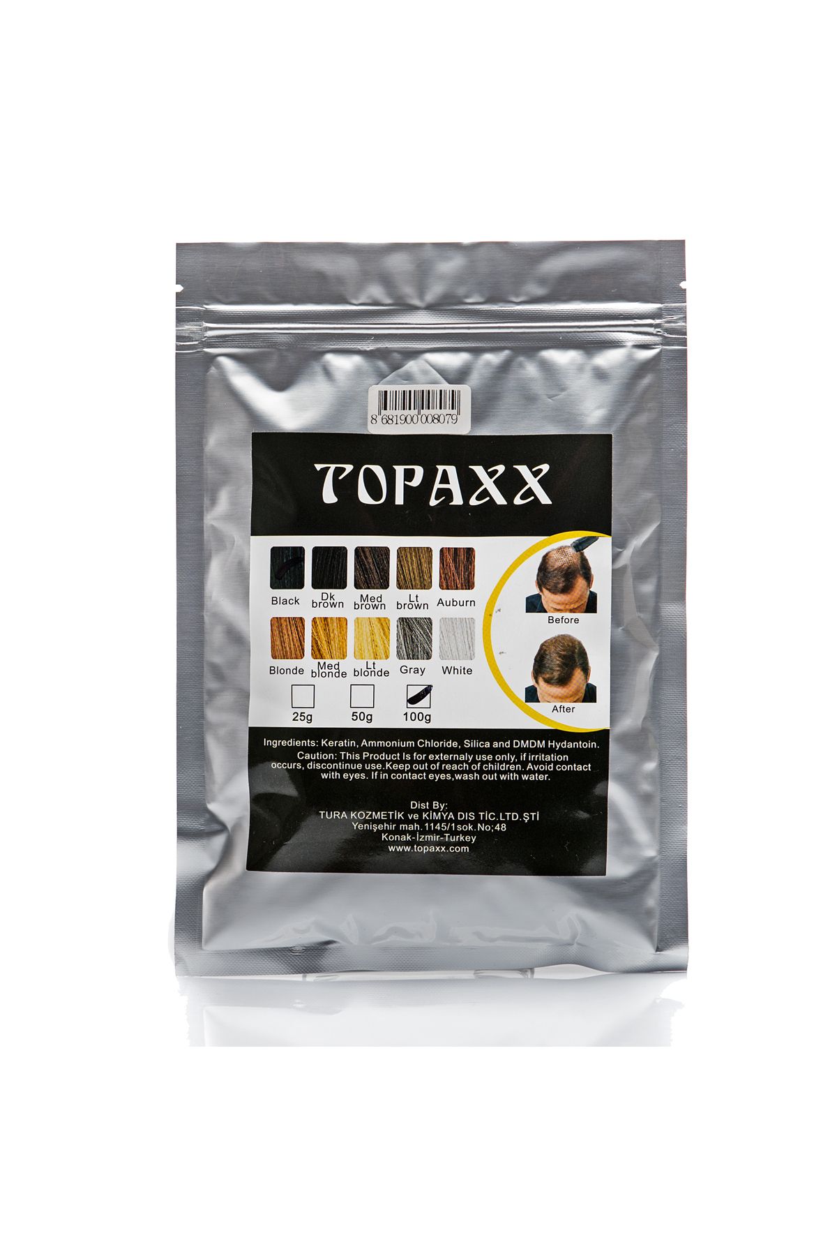Topaxx Koyu Kahve/dark Brown Dolgunlaştırıcı Saç Fiber Topik Tozu 100gr