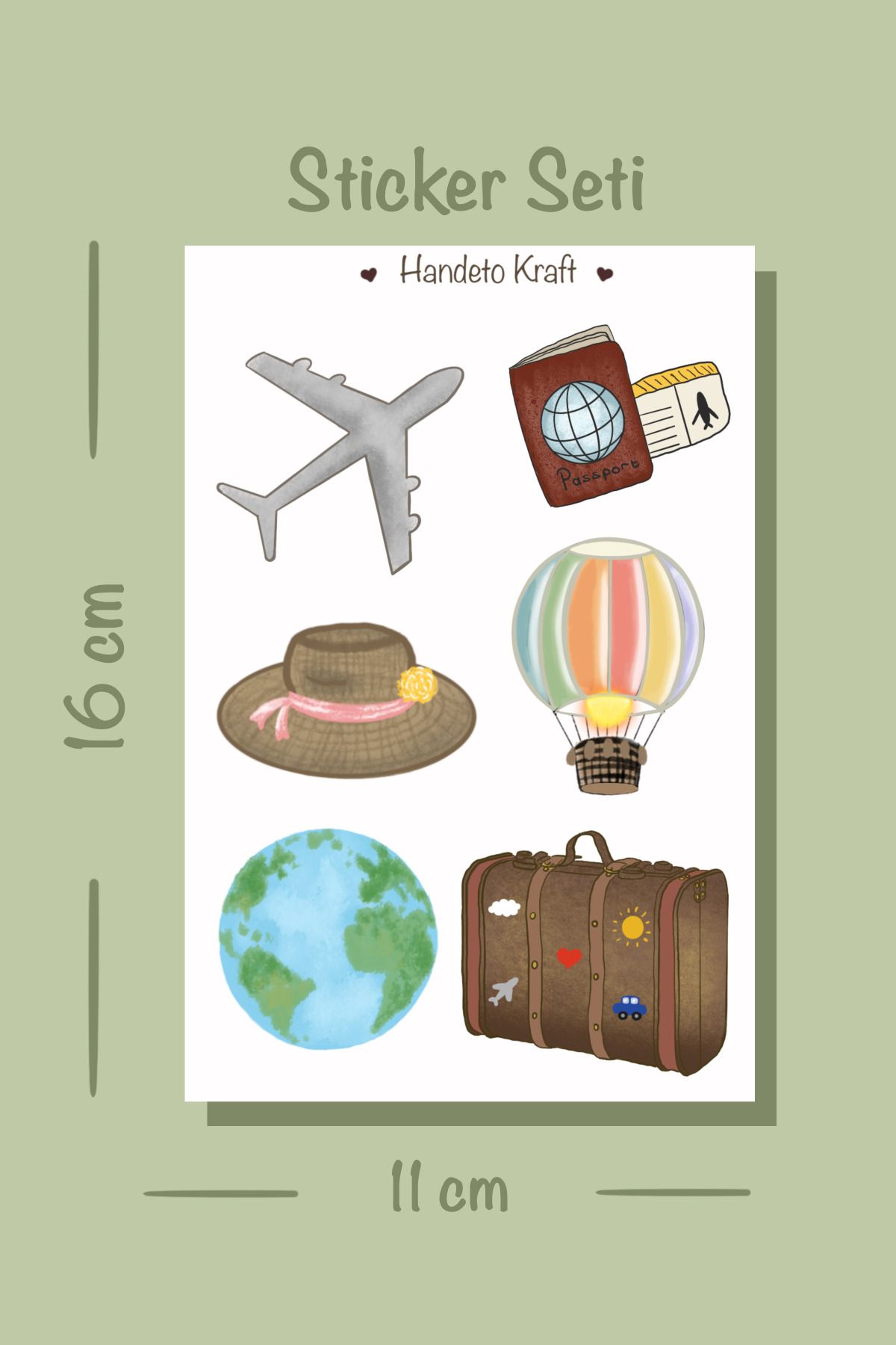 Handeto Kraft Seyahat Temalı Valiz Sticker Seti (11X16 CM, PLASTİK YAPIŞKANLI KAĞIT, VALİZ, LAPTOP, TELEFON)