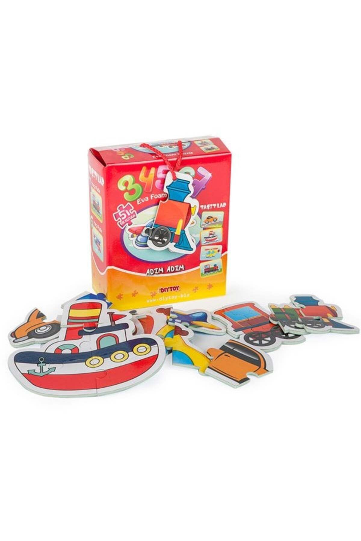 DIY Toys FABBATOYS Süper Renkli 5 i 1 Kutuda Puzzle - Taşıtlar 3+4+5+6+7 Parça Puzzle