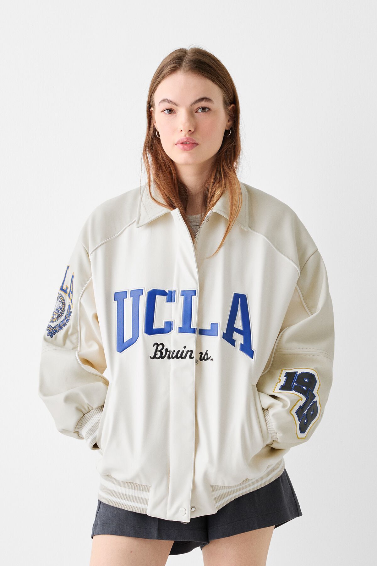 Bershka Suni deri UCLA işlemeli ceket