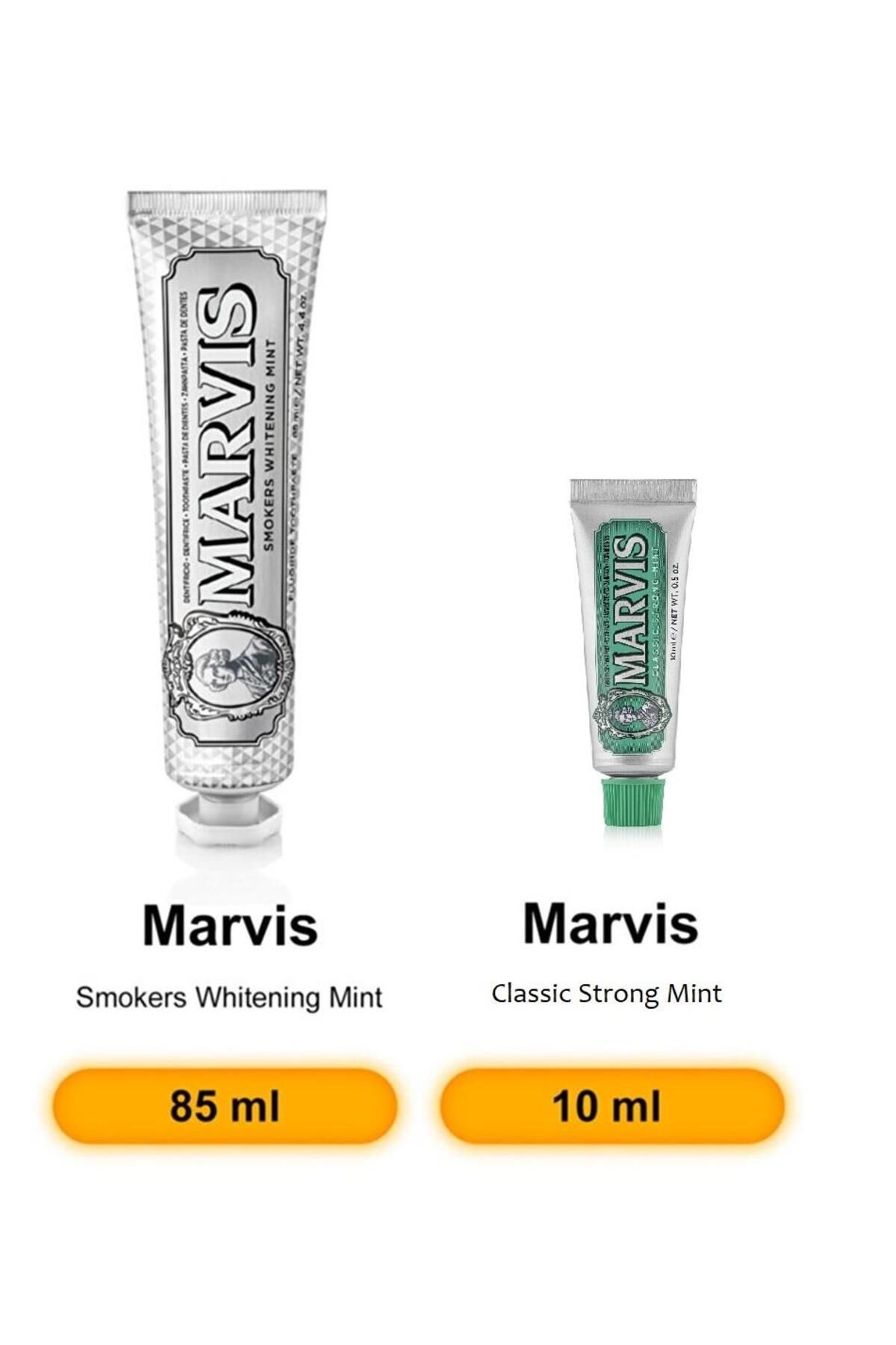 Marvis Smokers Whitening Mint Diş Macunu 85 ml Classic Strong Mint 10 ml