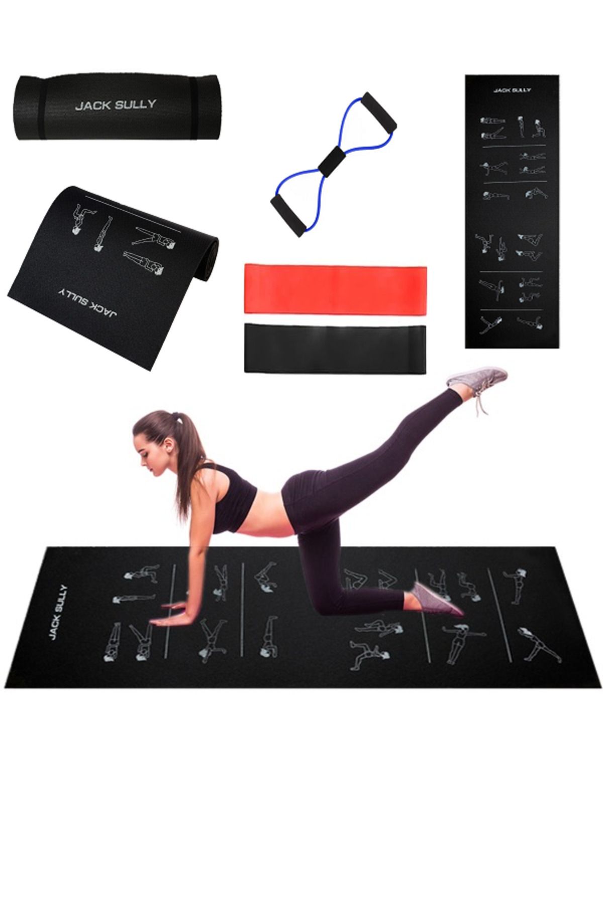 Genel Markalar Egzersiz Figürlü Pilates Seti 175x55cm 10mm 1 Ad. Direnç Lastiği 2 Ad. Squad Bant