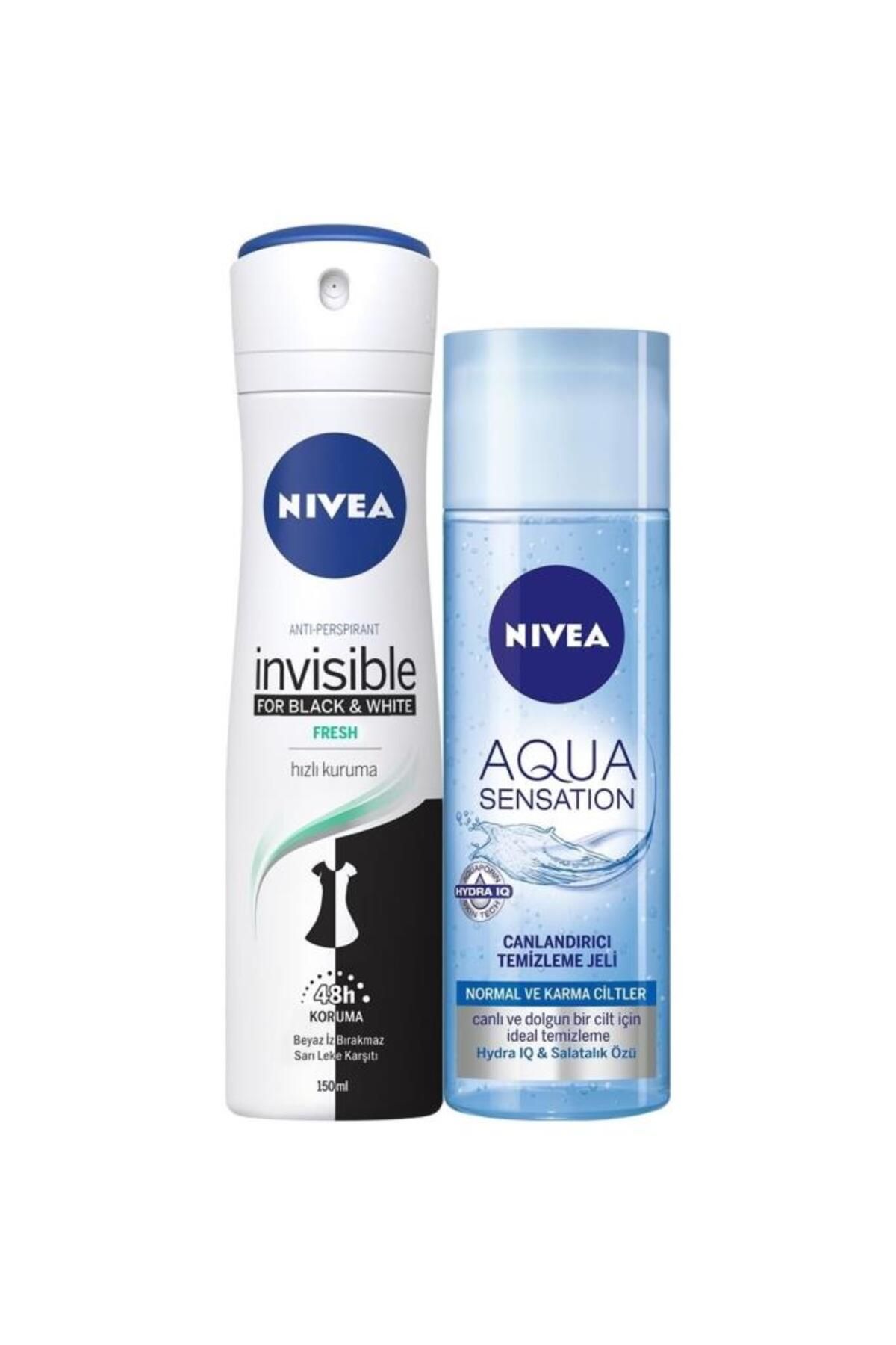 NIVEA Yüz Bakım Aqua Sensatıon Temizleme Jeli 150 ml Sprey Deodorant B&w Fresh Kadın 150 ml