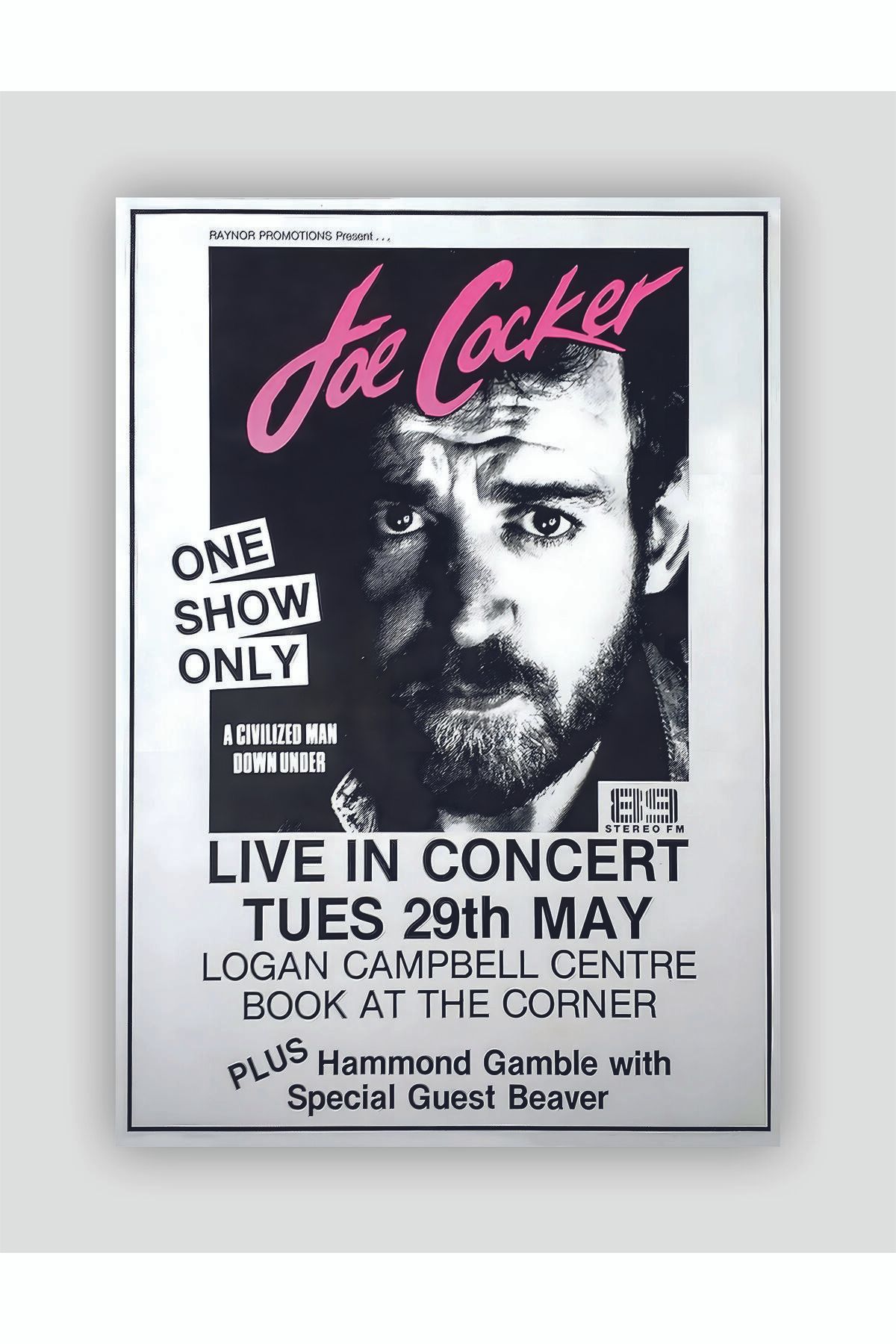 fırsatlar diyarı Joe Cocker One Show Only  Rock Müzik Duvar Posteri - Kalın Kağıt - Çerçevesiz