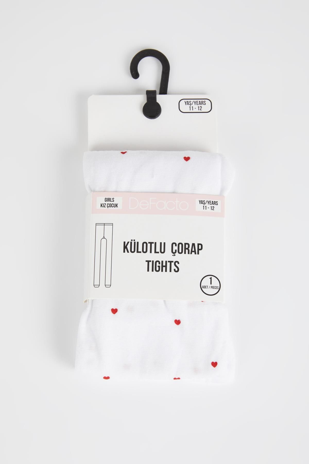 Defacto Kız Çocuk Kalp Desenli Muz Külotlu Çorap X4350a6ns