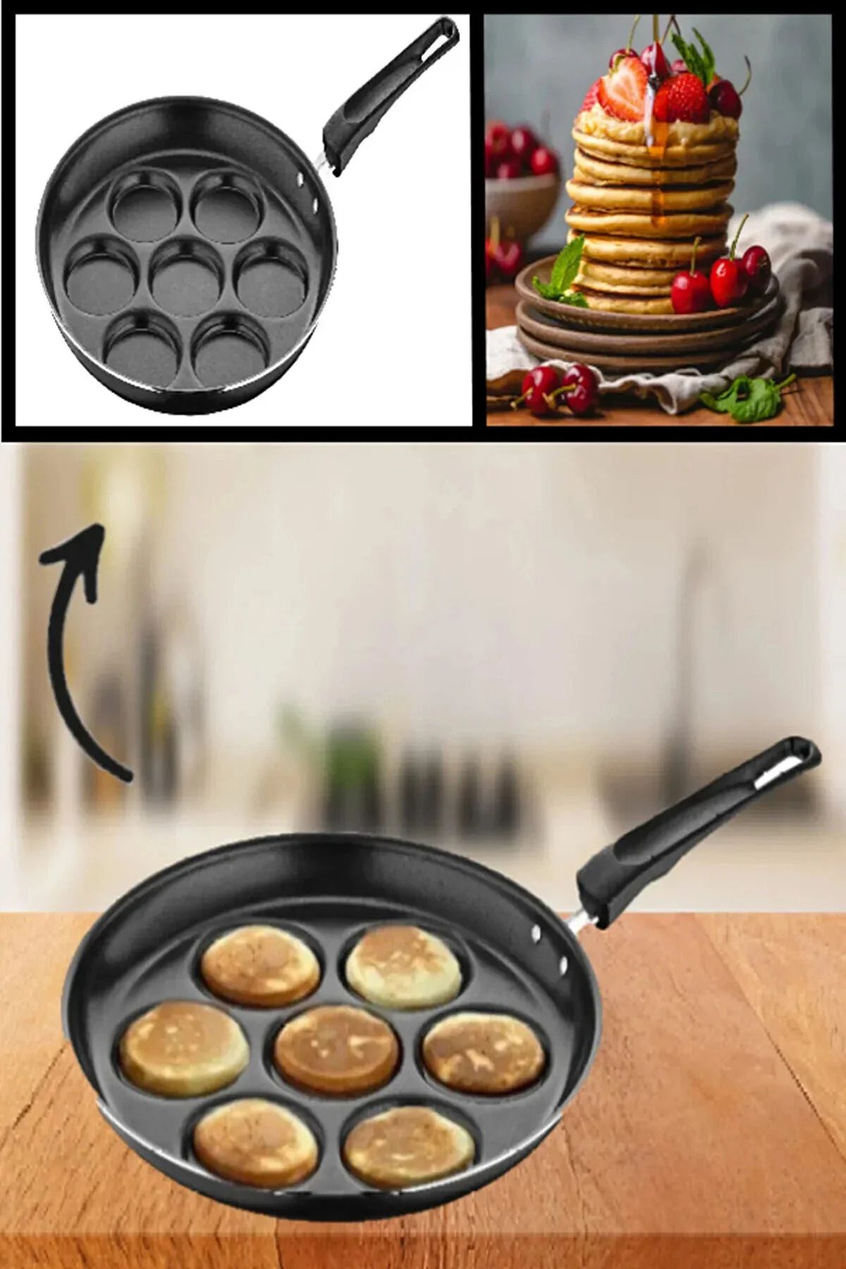 papilla Redio Pankek Tava 28 Cm 7 Gözlü Kahvaltı Pancake Tavası