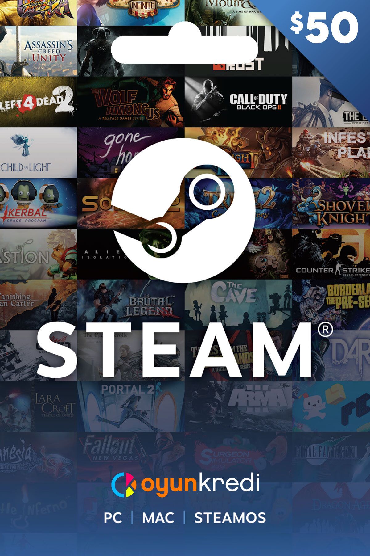 Steam Cüzdan Kodu 50 USD