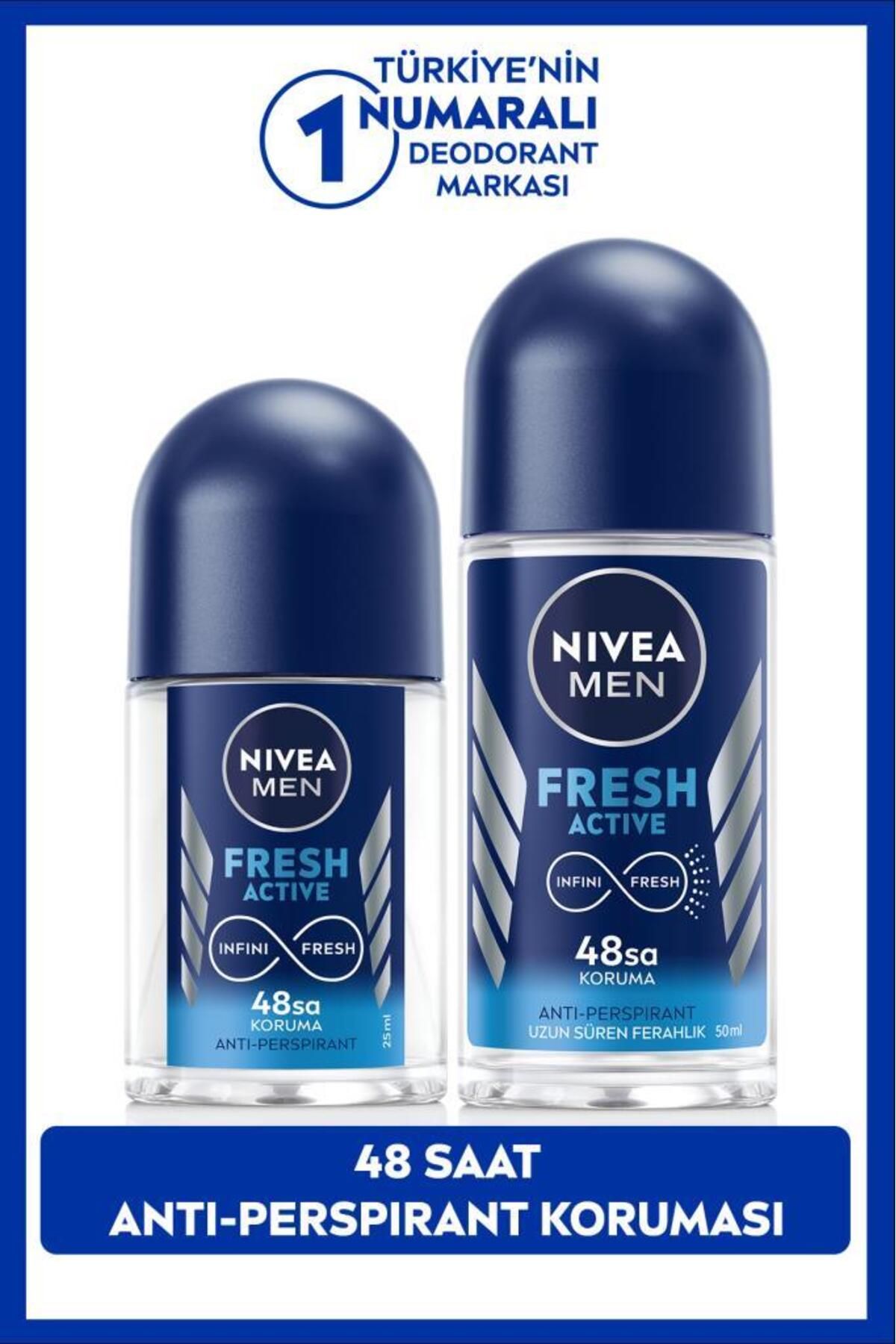 NIVEA Men Erkek Roll-on Deodorant Fresh Active 50ml Ve Mini Roll-on Fresh Active 25ml