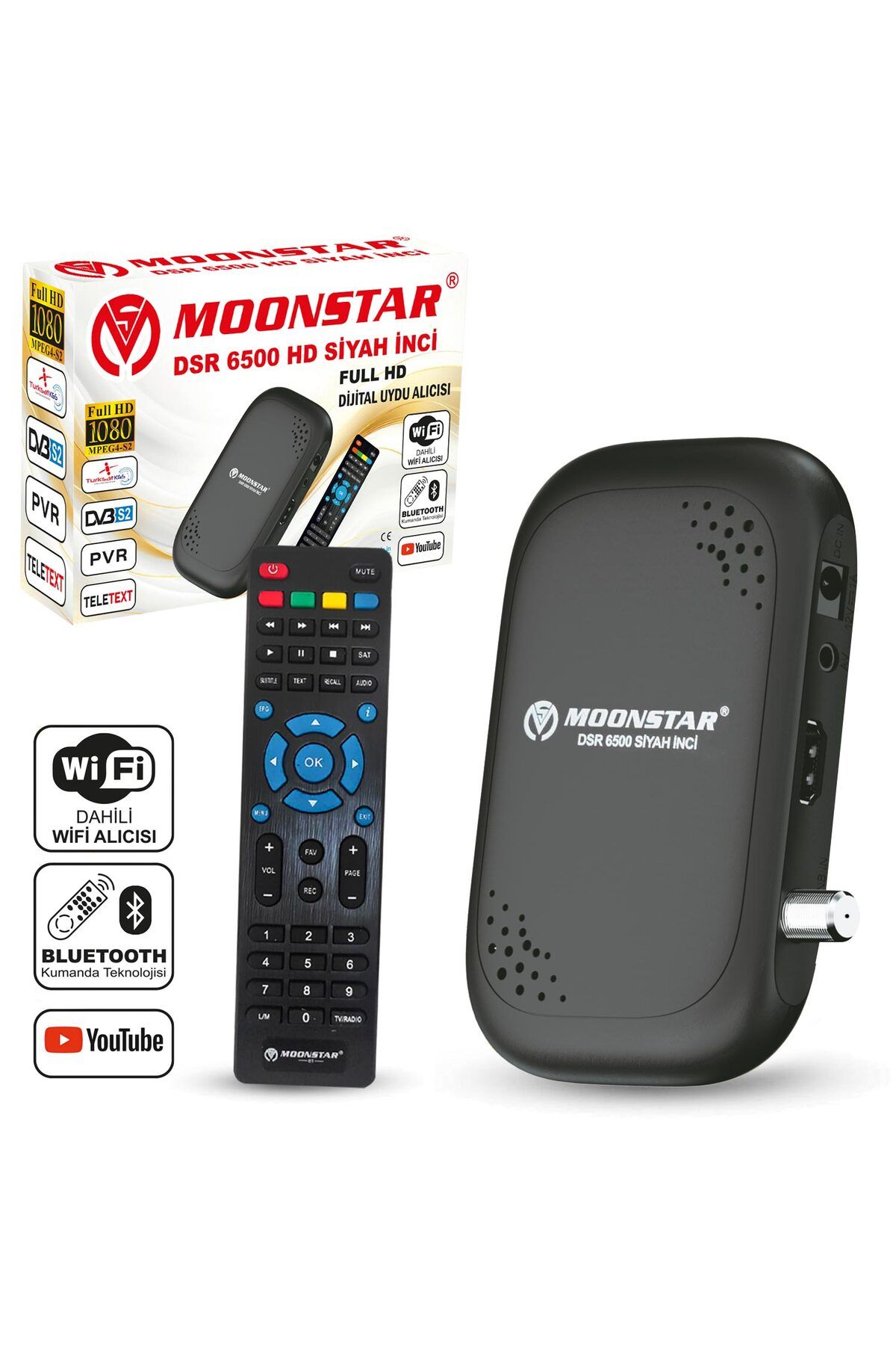 Moonstar DSR-6500 Uydu Alıcı Mini Full Hd Dahili Wifi Youtube Bluetooth İle Kanal Değiştirme