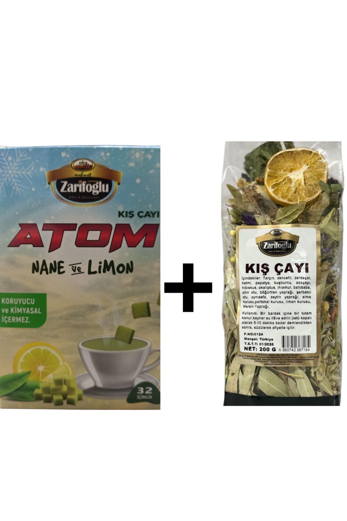 Zarifoğlu Nane Limonlu Atom Çayı + Bitkisel Kış Çayı 2 li Set
