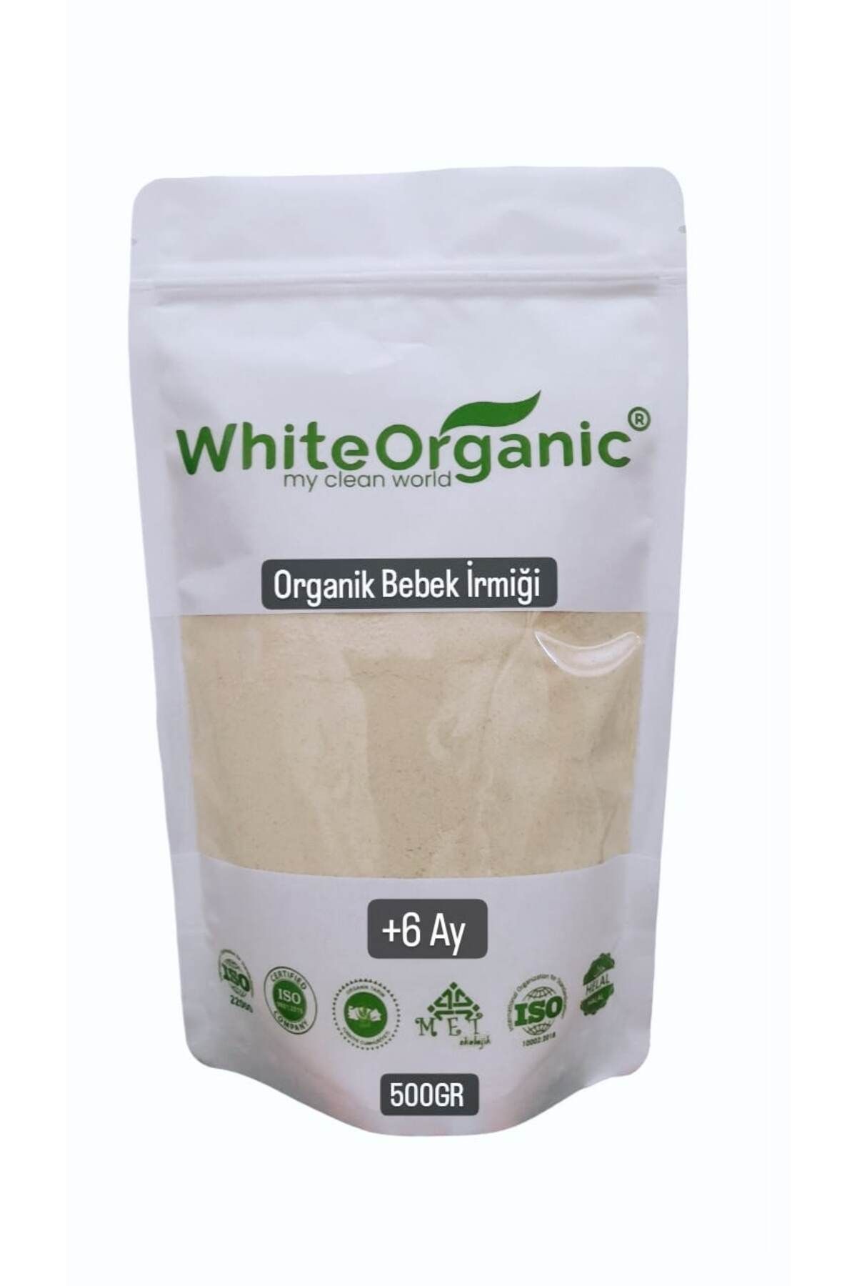 White Organic Organik Bebek Irmiği 500 gr Bebek Ek Gıdası 6-7-8 Ay Üzeri Taş Değirmen