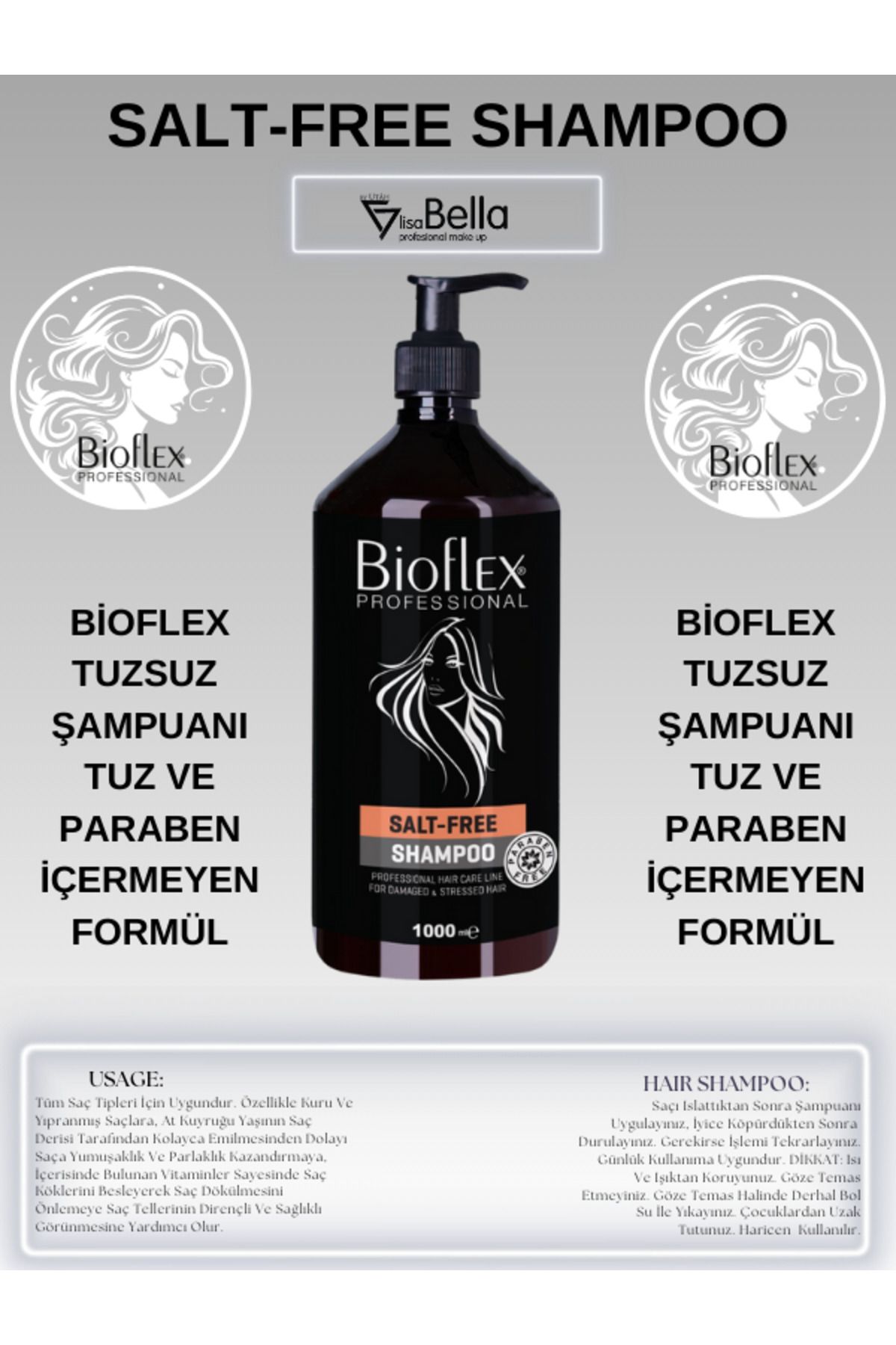 Bioflex Saç Dökülmesi Bakım Şampuanı At Kuyruğu Özlü Tuzsuz Kolajen Ve Keratin Katkılı 1000 Ml