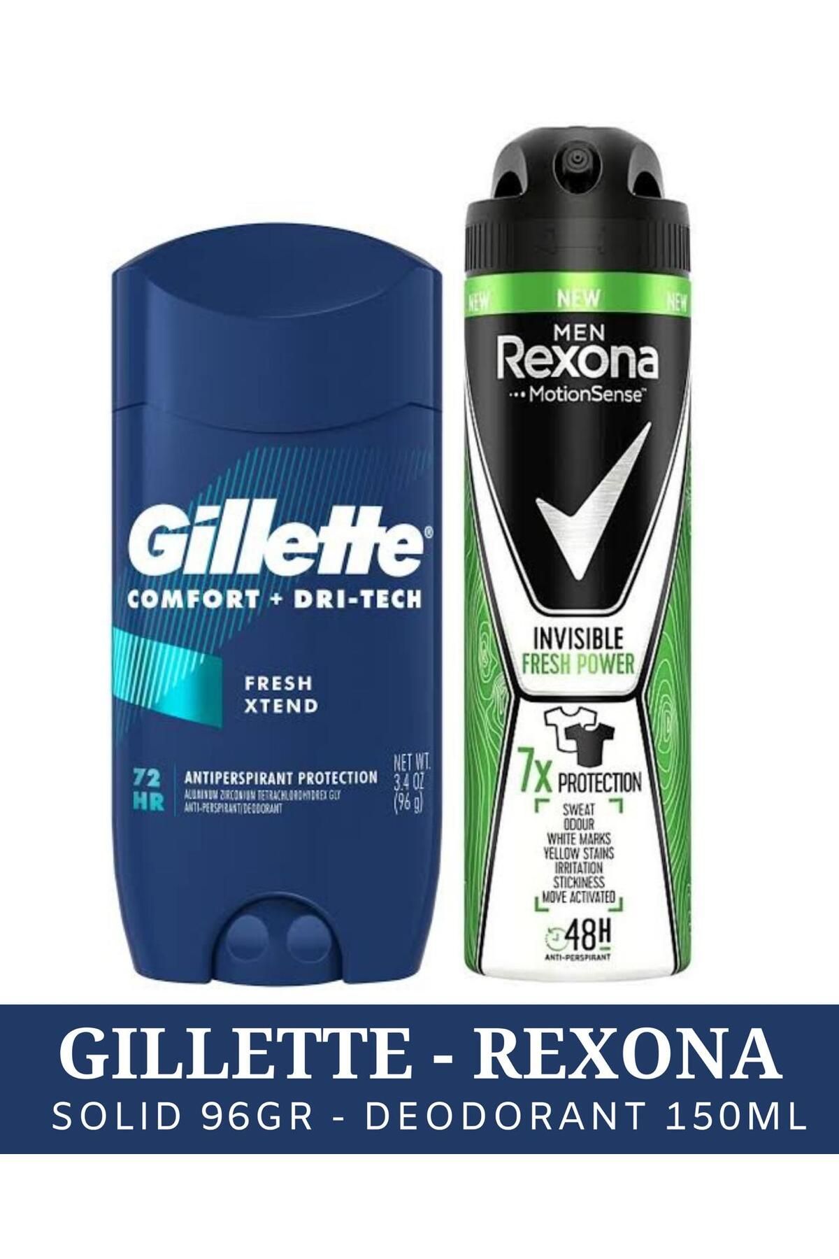 Gillette Antiperspirant Fresh Solid 96gr USA + Rexona Men Invisible Fresh 150 ml