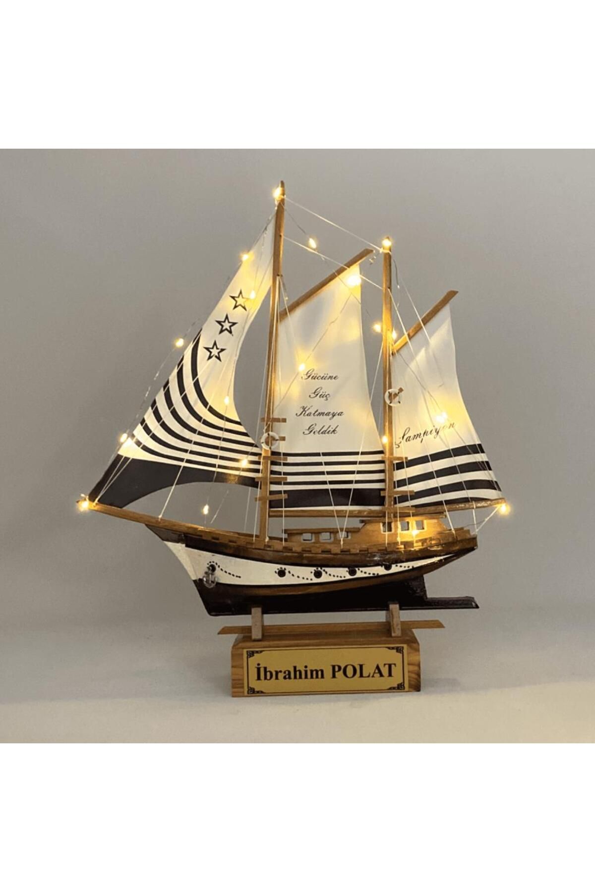 MEGA KANYON Kişiye Özel Tasarım SİYAH BEYAZ Ahşap Gemi Maketi, El Yapımı Led Işıklı