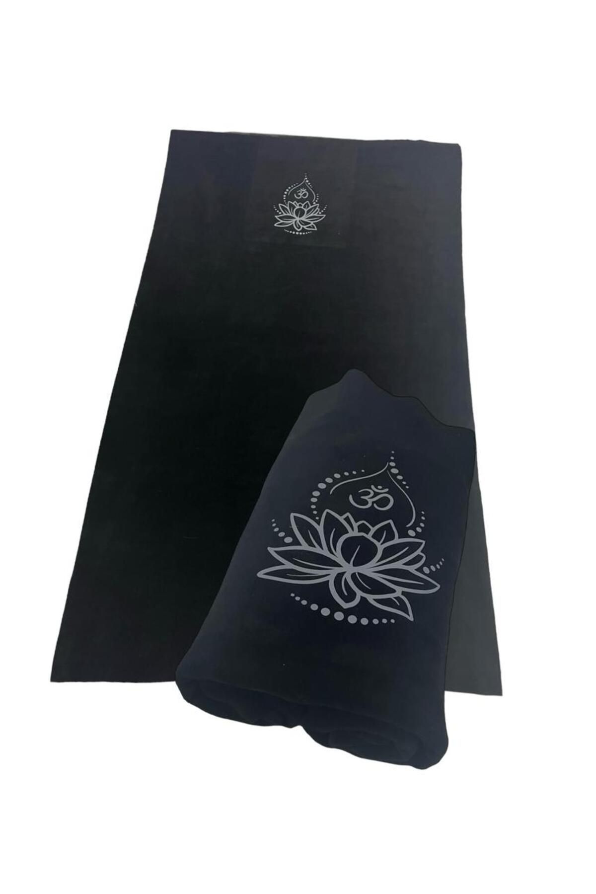YOGAEZO Lotus Çiçeği Baskılı Yoga Battaniyesi / Siyah Yoga Battaniyesi / Polar Yoga Battaniyesi