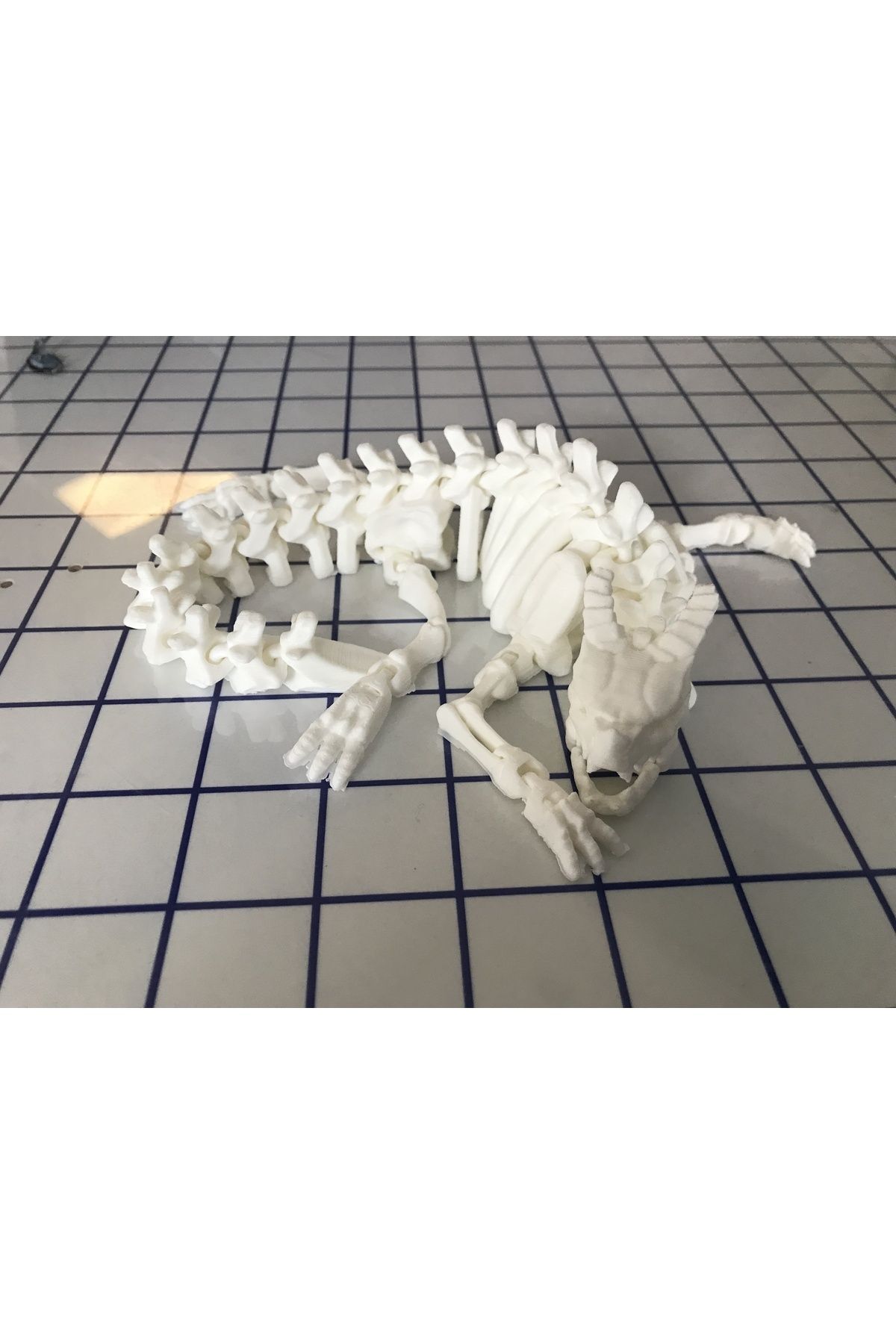 3Duman Eklemli Iskelet Ejderha Figürü - Beyaz - 13cm