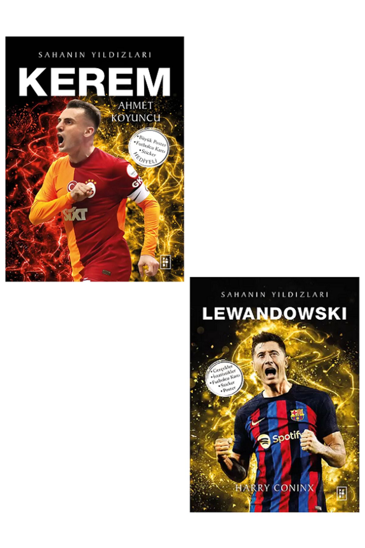 Parodi Yayınları KEREM - LEWANDOWSKİ Sahanın Yıldızları ( BÜYÜK Poster Sticker Futbolcu Kartı HEDİYELİ ) 2 KİTAP