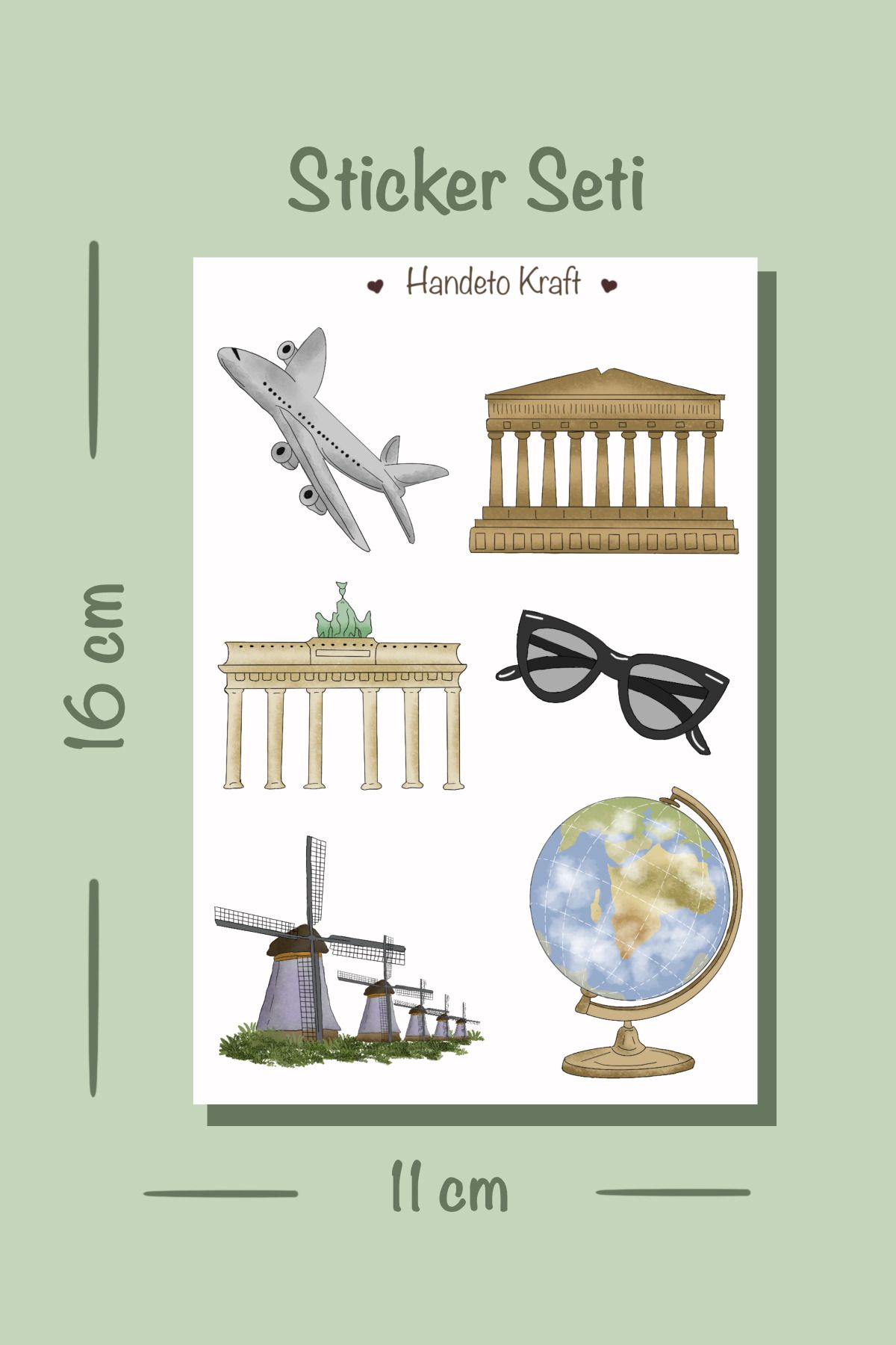 Handeto Kraft Ülkeler & Seyahat Temalı Valiz Sticker Seti(11X16CM,PLASTİK YAPIŞKANLI KAĞIT, VALİZ, LAPTOP,TELEFON)