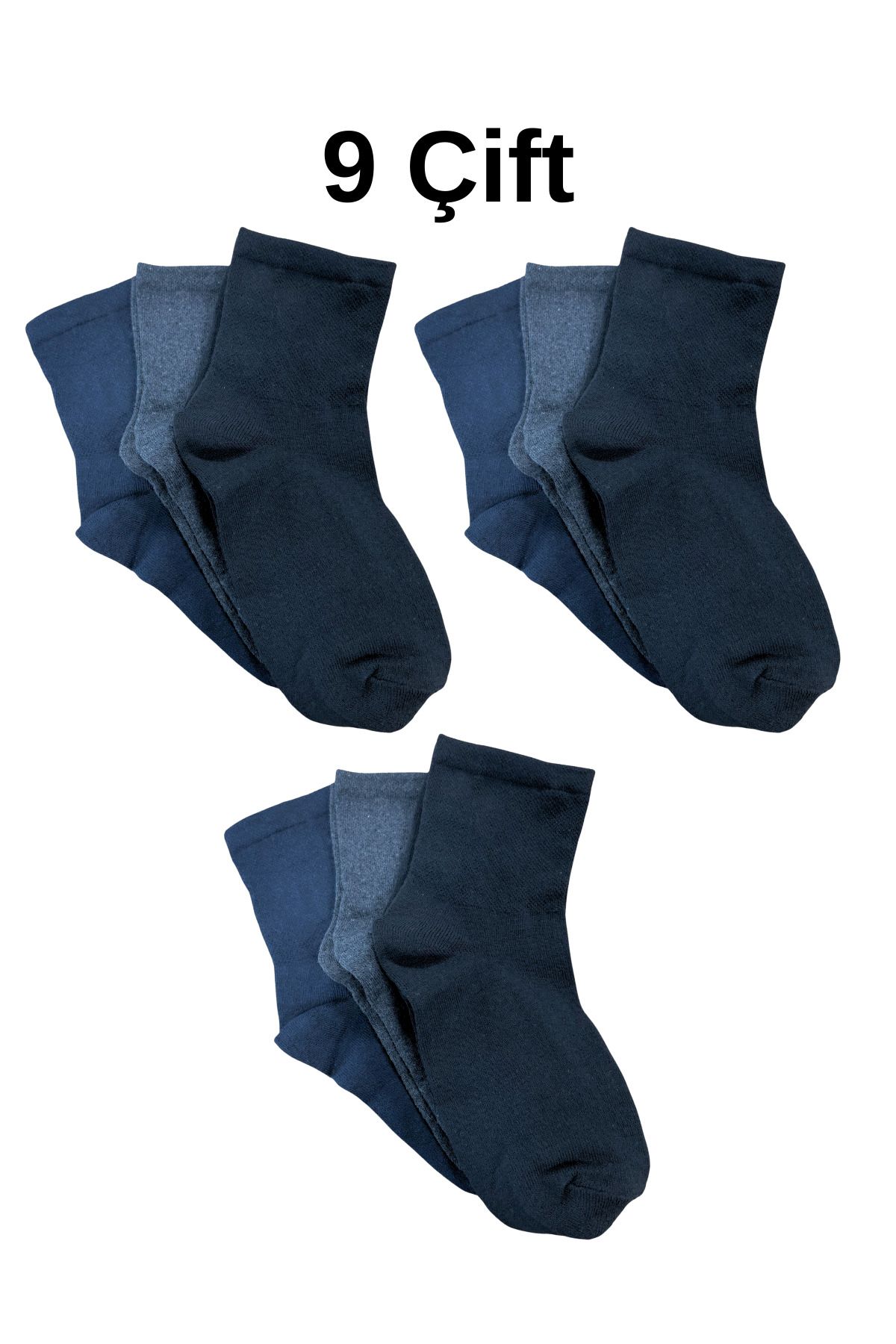 socksbox 9 Çift Orta Konç Çorap/36-43/Siyah-Lacivert-Gri