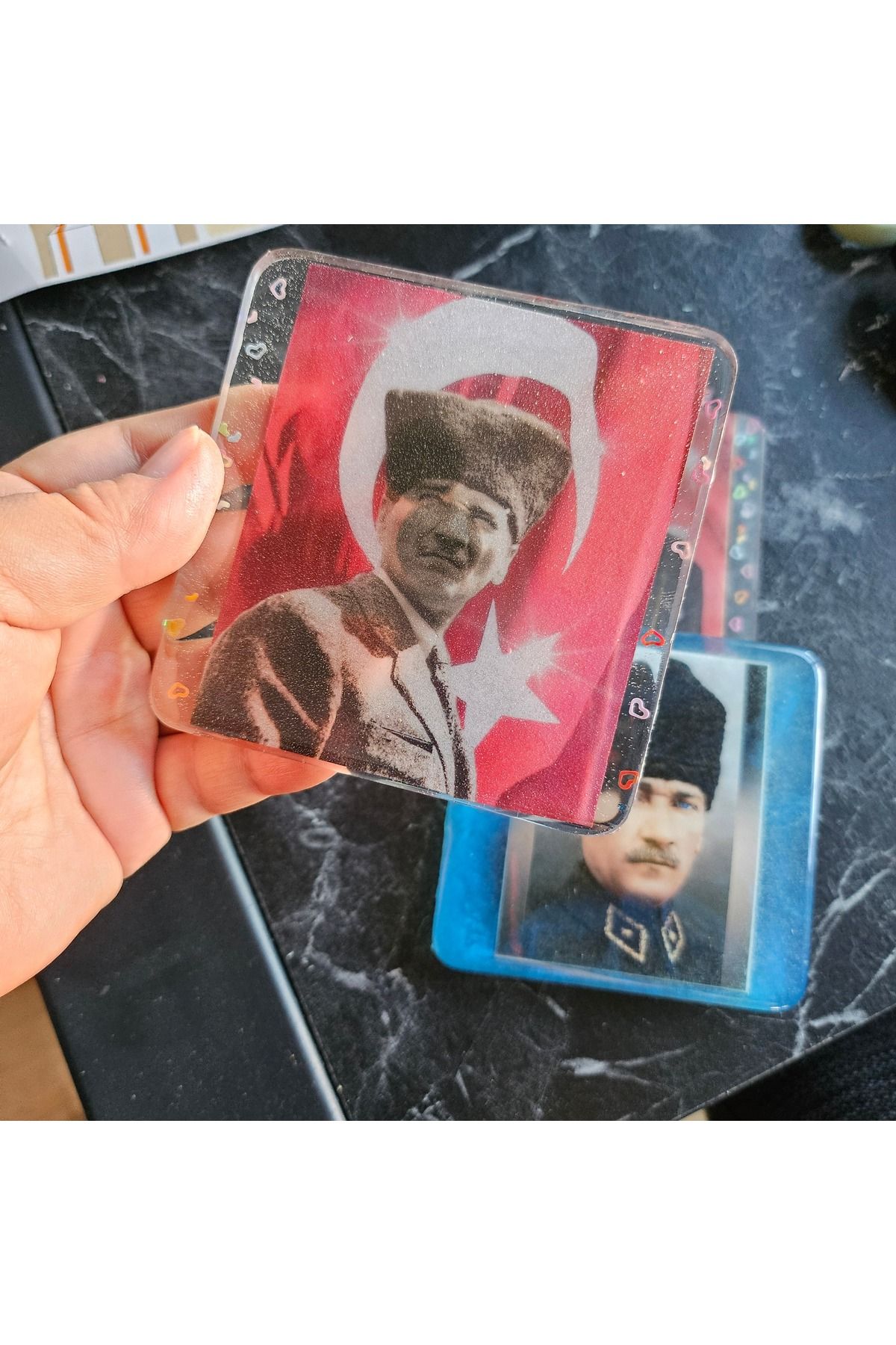 Butik Atatürk fotoğraf epoksi magnet - buzdolabı magnet - dekorasyon