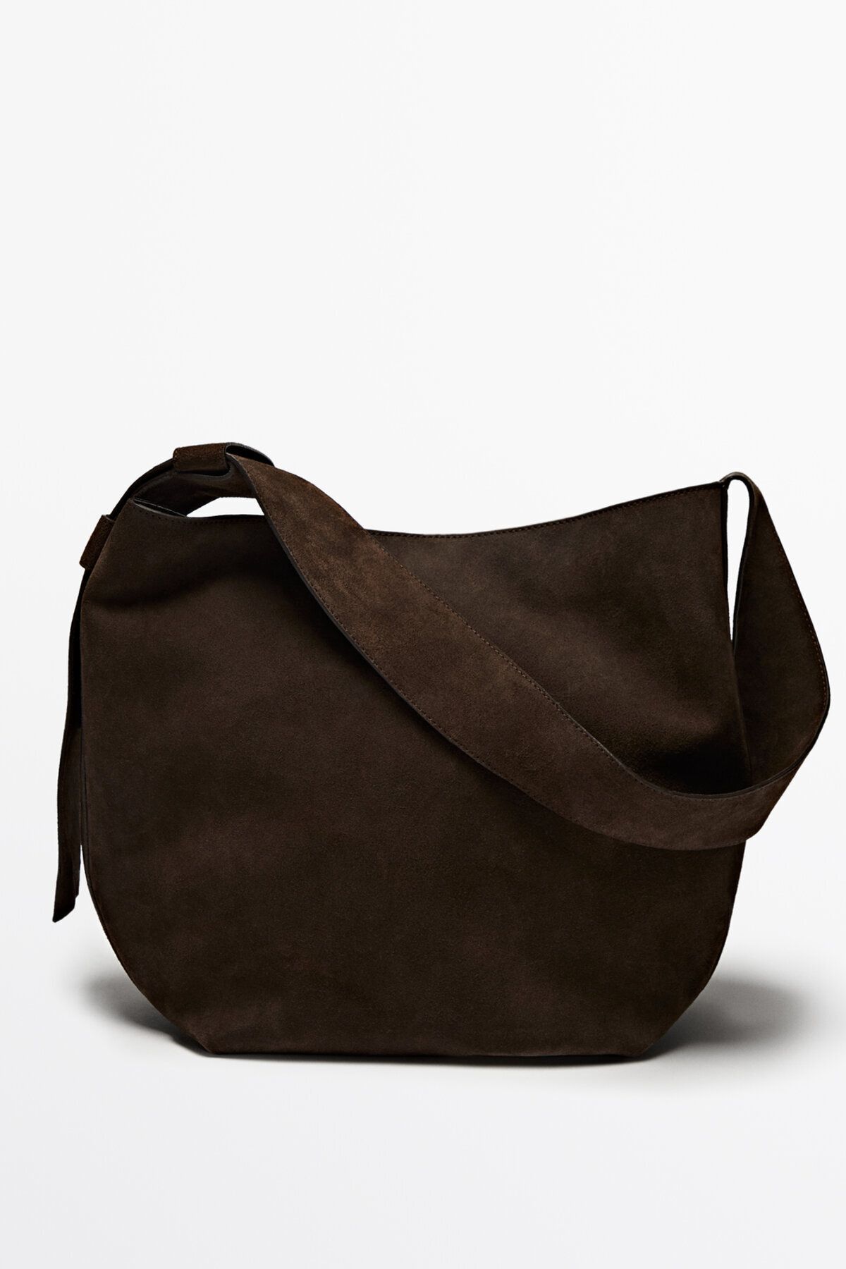 Massimo Dutti Kalın süet deri el çantası