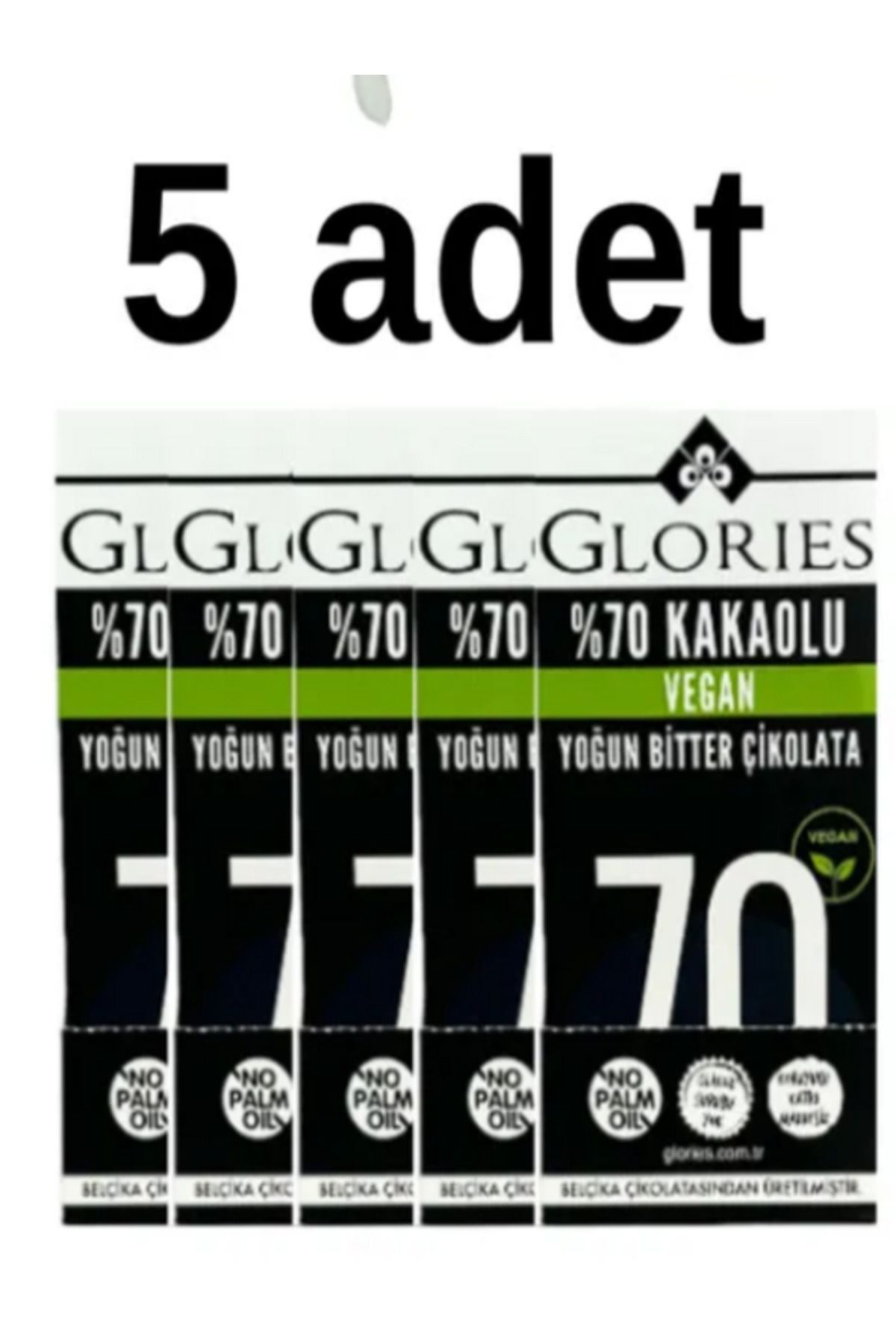 Glories %70 Kakaolu Vegan Bitter Çikolata 45 Gr*5 Adet