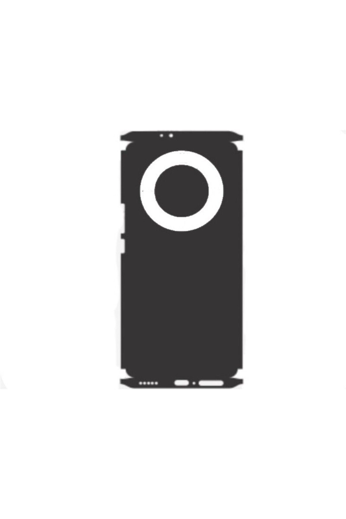 Ecr Mobile Honor X9A ile Uyumlu Deri Desenli Siyah Arka Kaplama