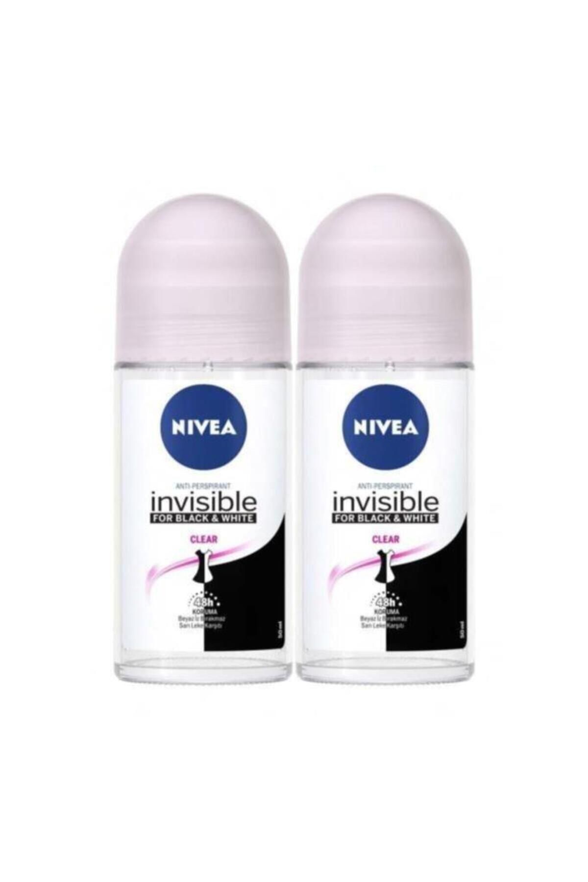 NIVEA Invısıble Black&whıte Clear Roll On Deodorant 50ml Kadın 2'li Avantaj Paketi
