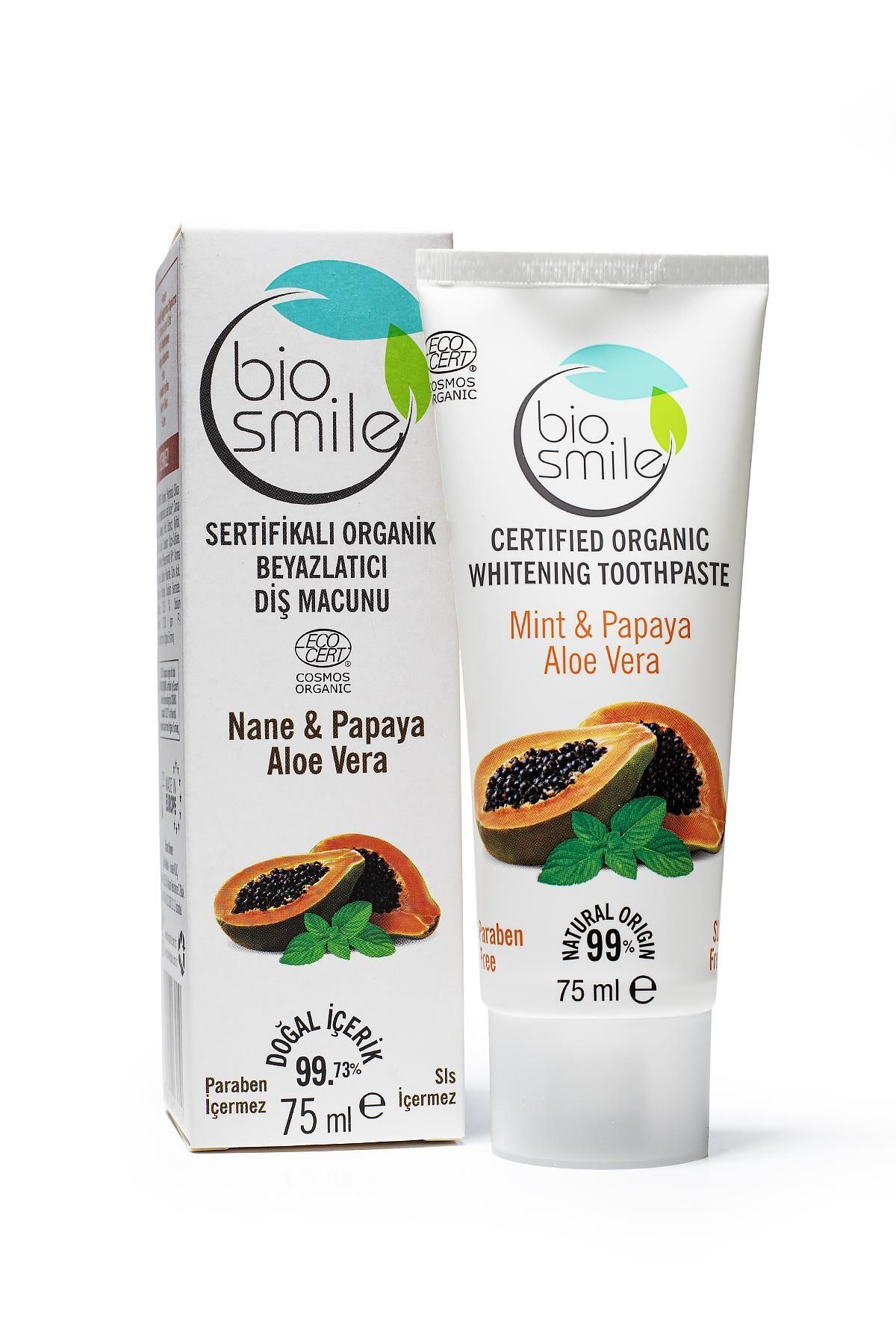 Bio Smile Beyazlatıcı Diş Macunu Papaya Nane Aloe Vera 75 ml