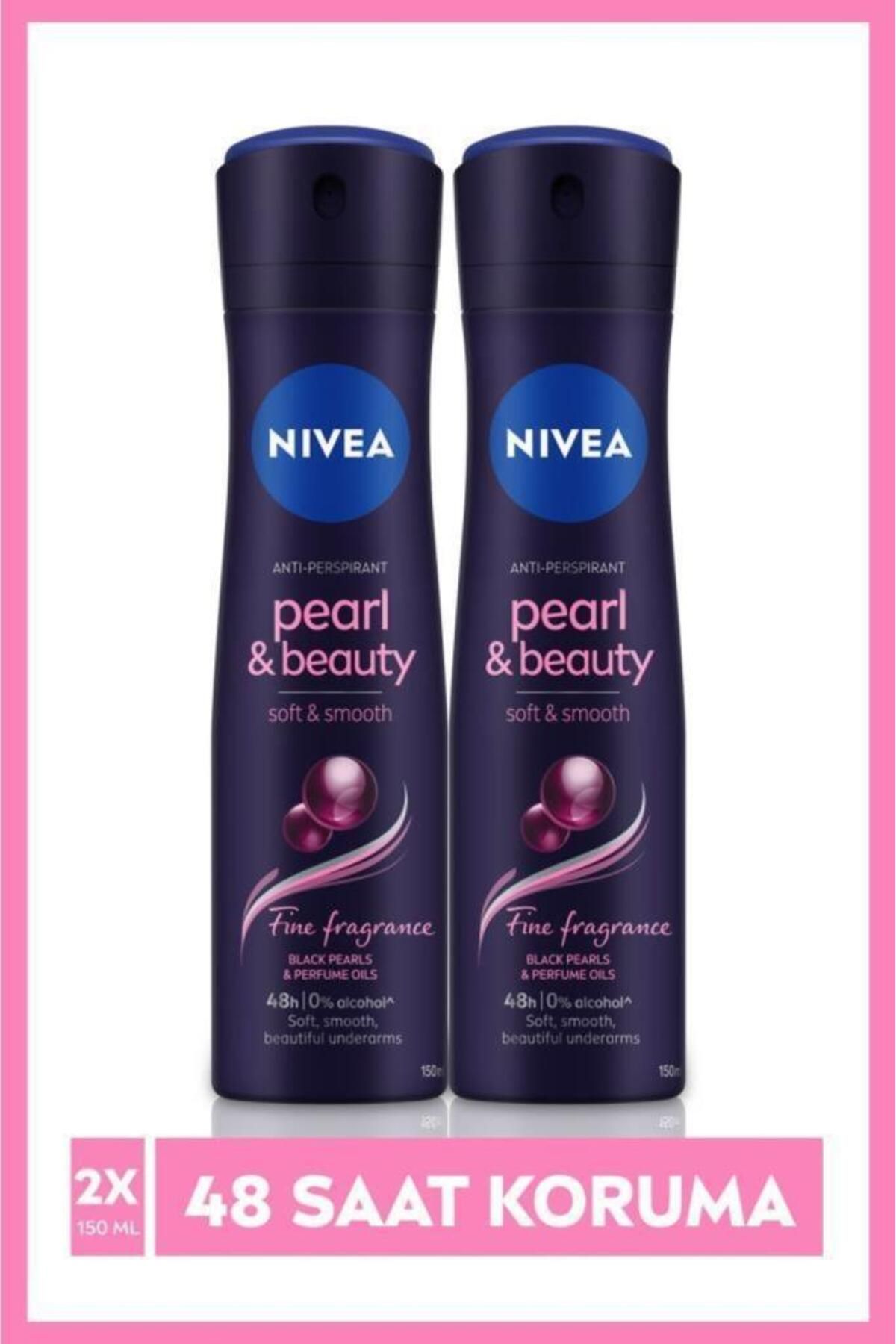 NIVEA Kadın Sprey Deodorant Pearl&beauty Fine Fragrance,48 Saat Anti-perspirant Koruma 150ml X2 Adet