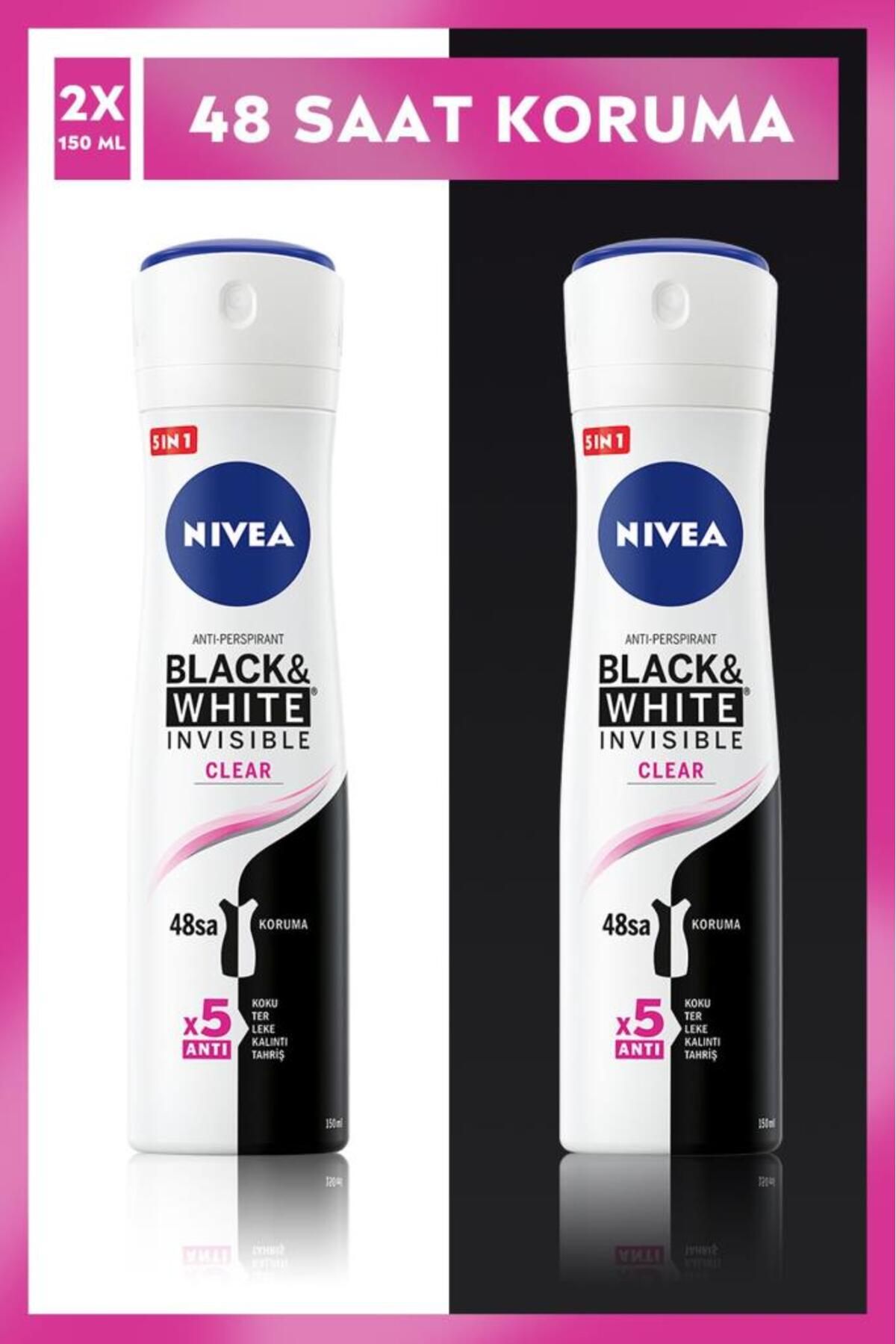 NIVEA Invısıble Black&white Clear Deosprey 150 ml 2'li Paket