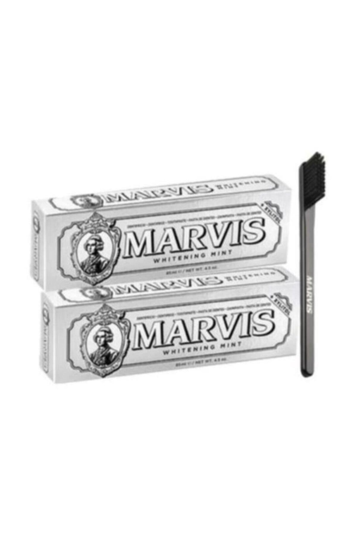 Marvis Whitening Mint Beyazlatıcı Diş Macunu 2 X 85 Ml Ve Black Mediım Orta Sert Diş Fırçası 1 Adet