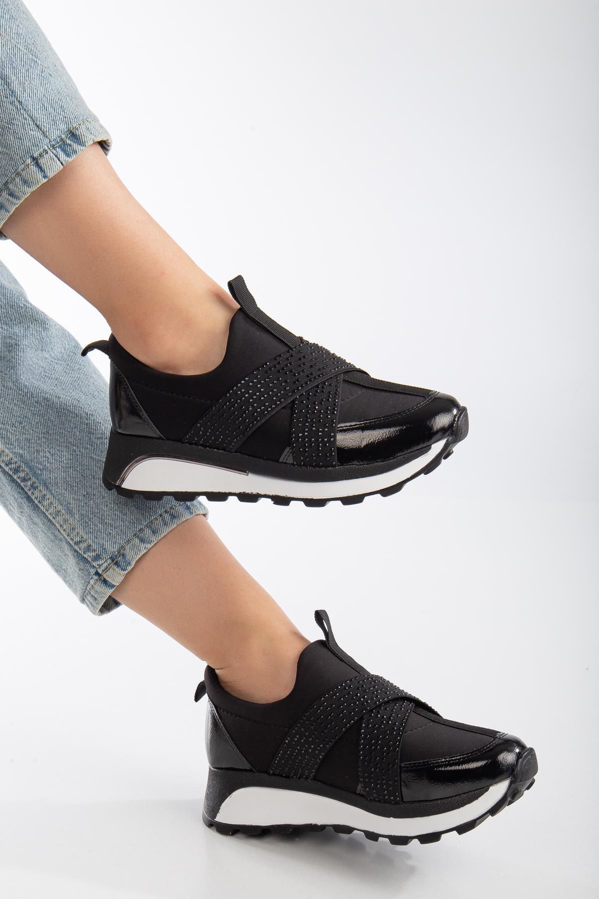SUİNS SHOES Verica Kadın Spor Ayakkabı Sneaker Lastik Detaylı Taşlı