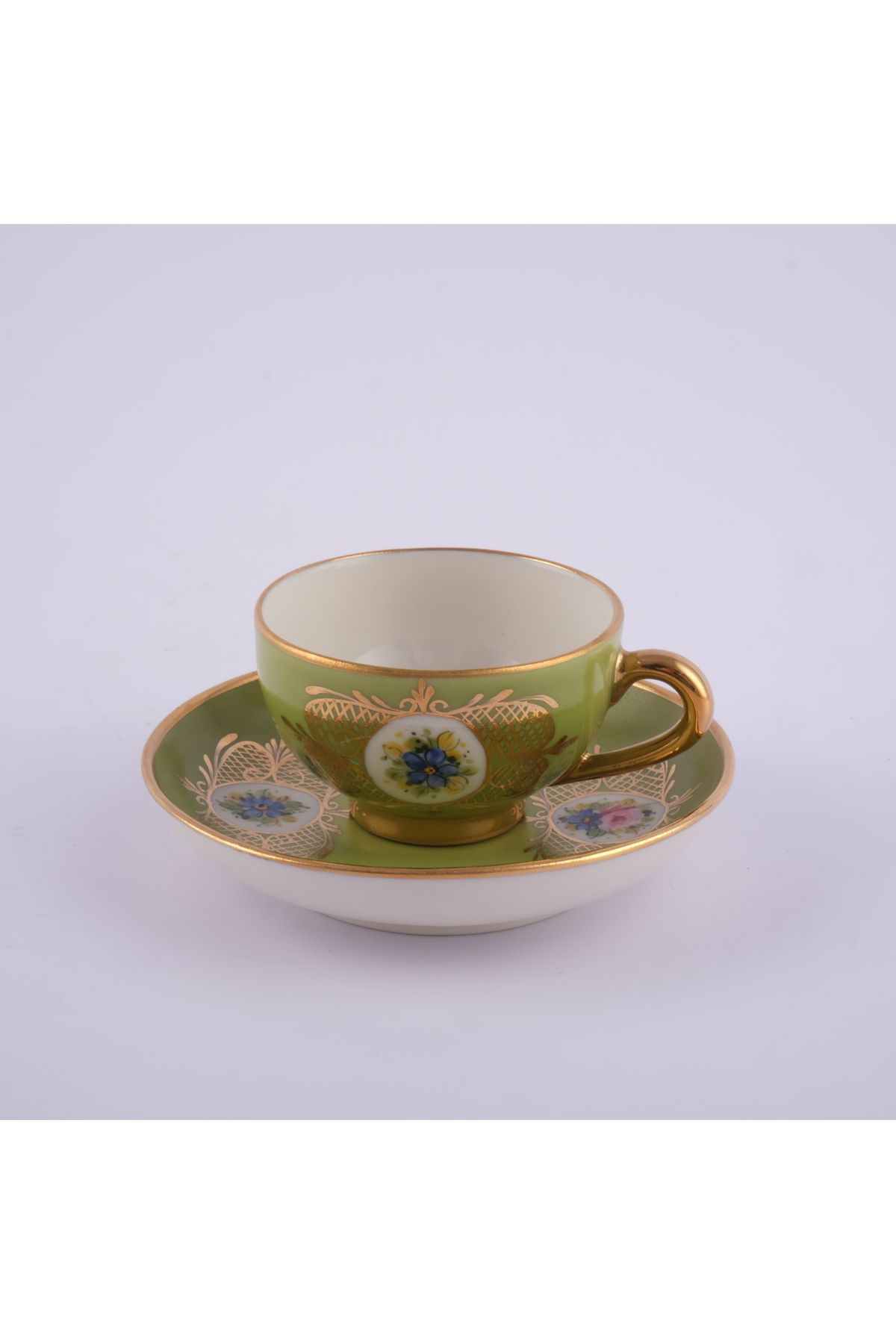 Dilşen Antika Yıldız Porselen Çiçekli Kahve Fincanı