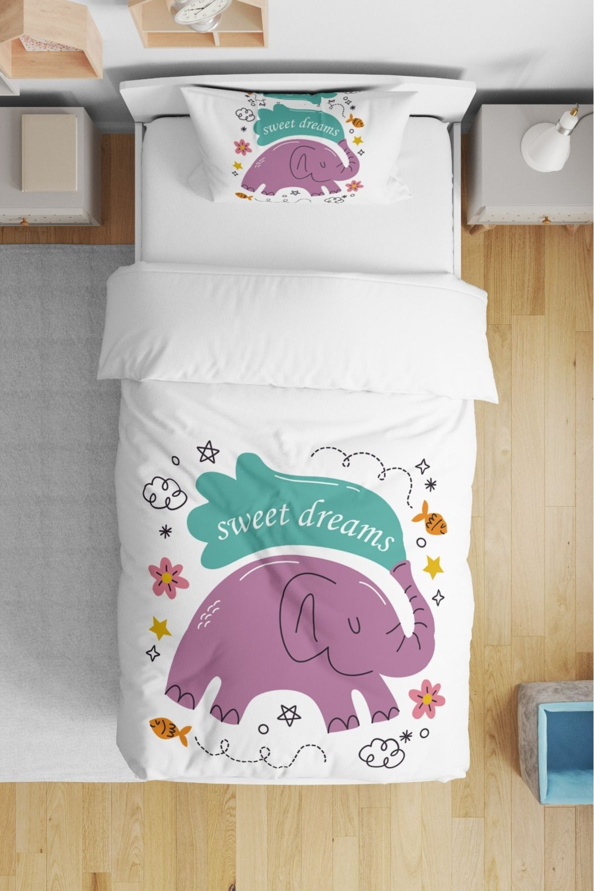 dekor design Silikon Yorganlı Bebek Uyku Seti - tatlı rüya görenfil BNY2024-59