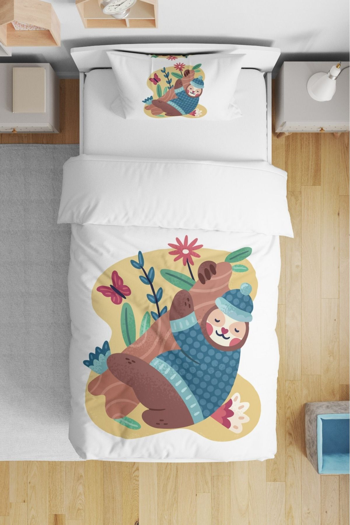 dekor design Silikon Yorganlı Bebek Uyku Seti - tembel hayvan BNT2024-17