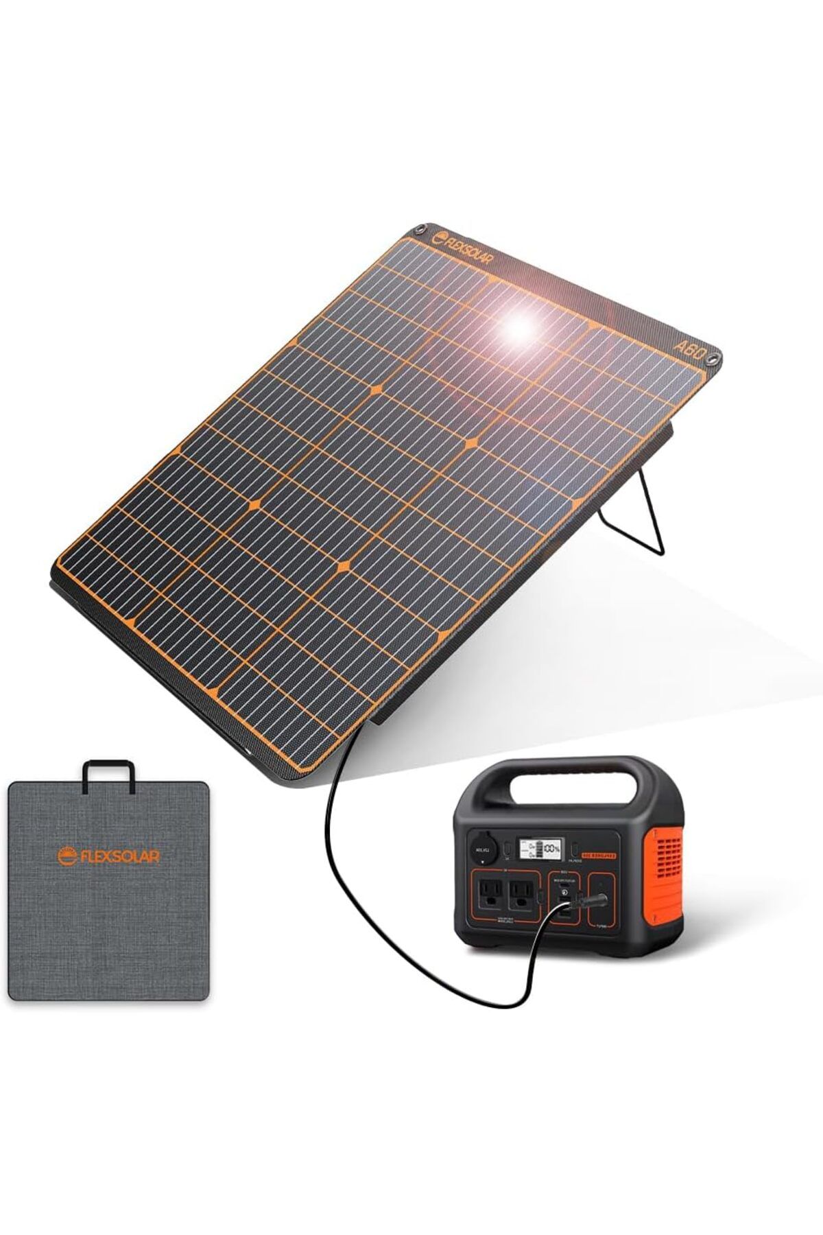 FlexSolar Taşınabilir 60W Güneş Paneli Solar Şarj Cihazı USB-C 45W QC 3.0 ve DC Çıkışlı, IP67, Monokristal