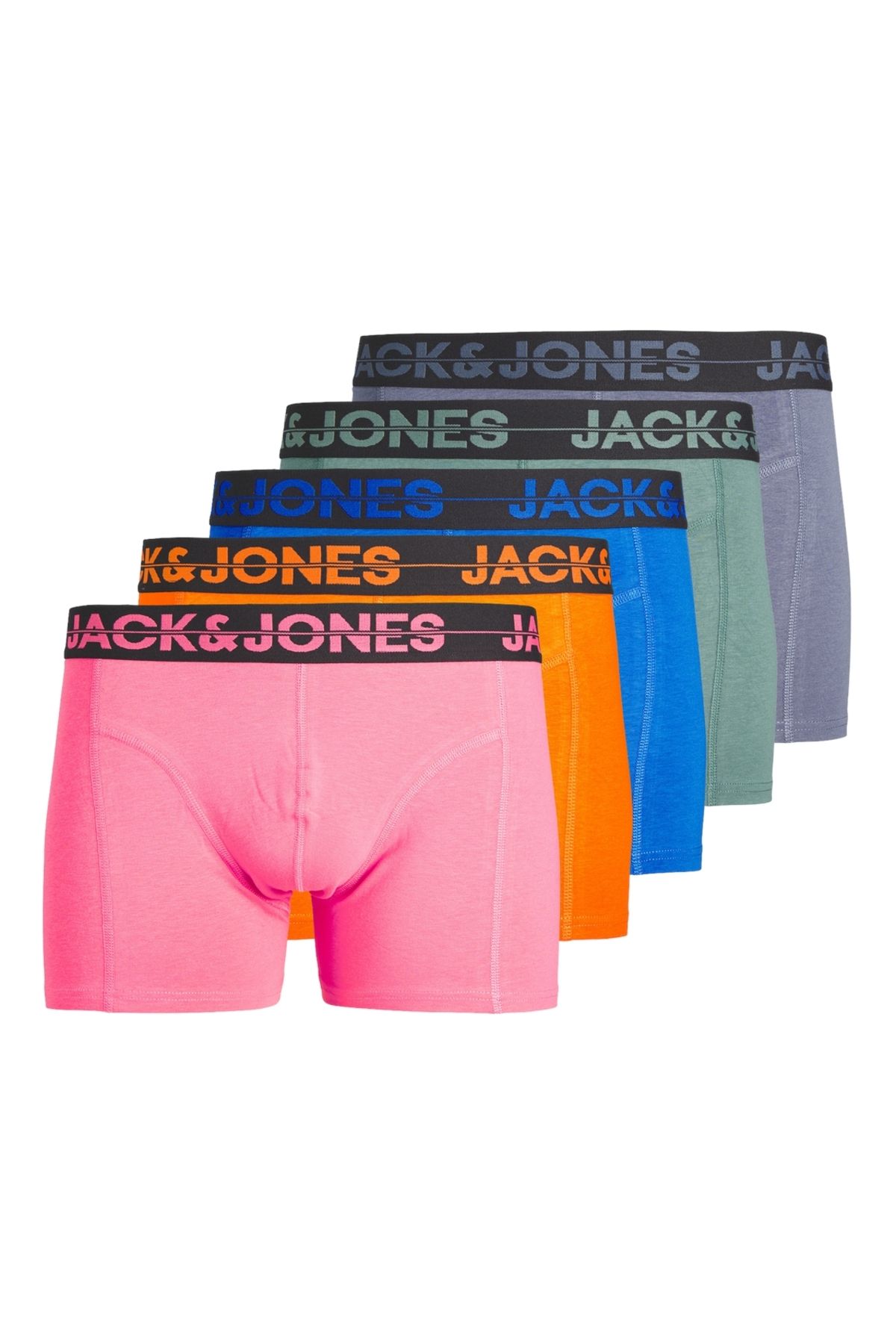 Jack & Jones Jack Jones Jacseth Solıd Trunks 5 Pack Box Pls Erkek Mavi Büyük Beden Boxer 12257404-07