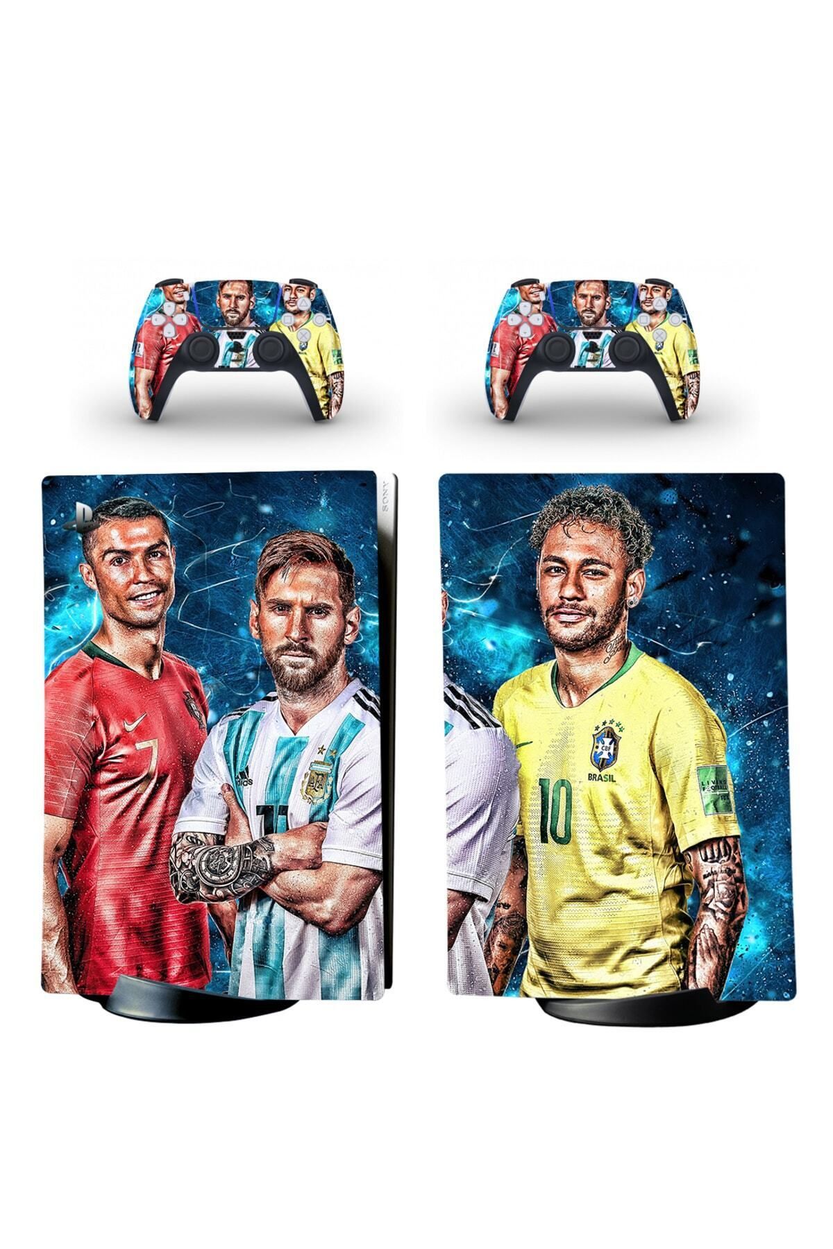 Kt Grup Ronaldo-messi-neymar Playstation 5 Standart Disk Edition Sticker Kaplama Seti