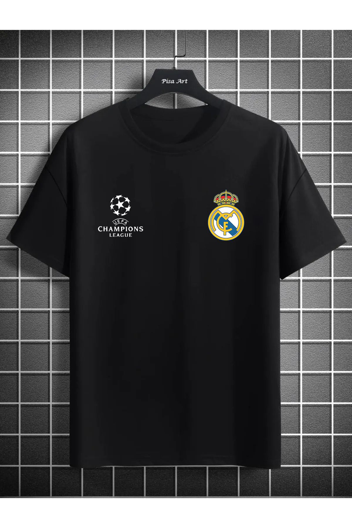 Pisa Art Real Madrid X Şampiyonlar Ligi Özel Tasarım Unşsex Taraftar T-Shirt