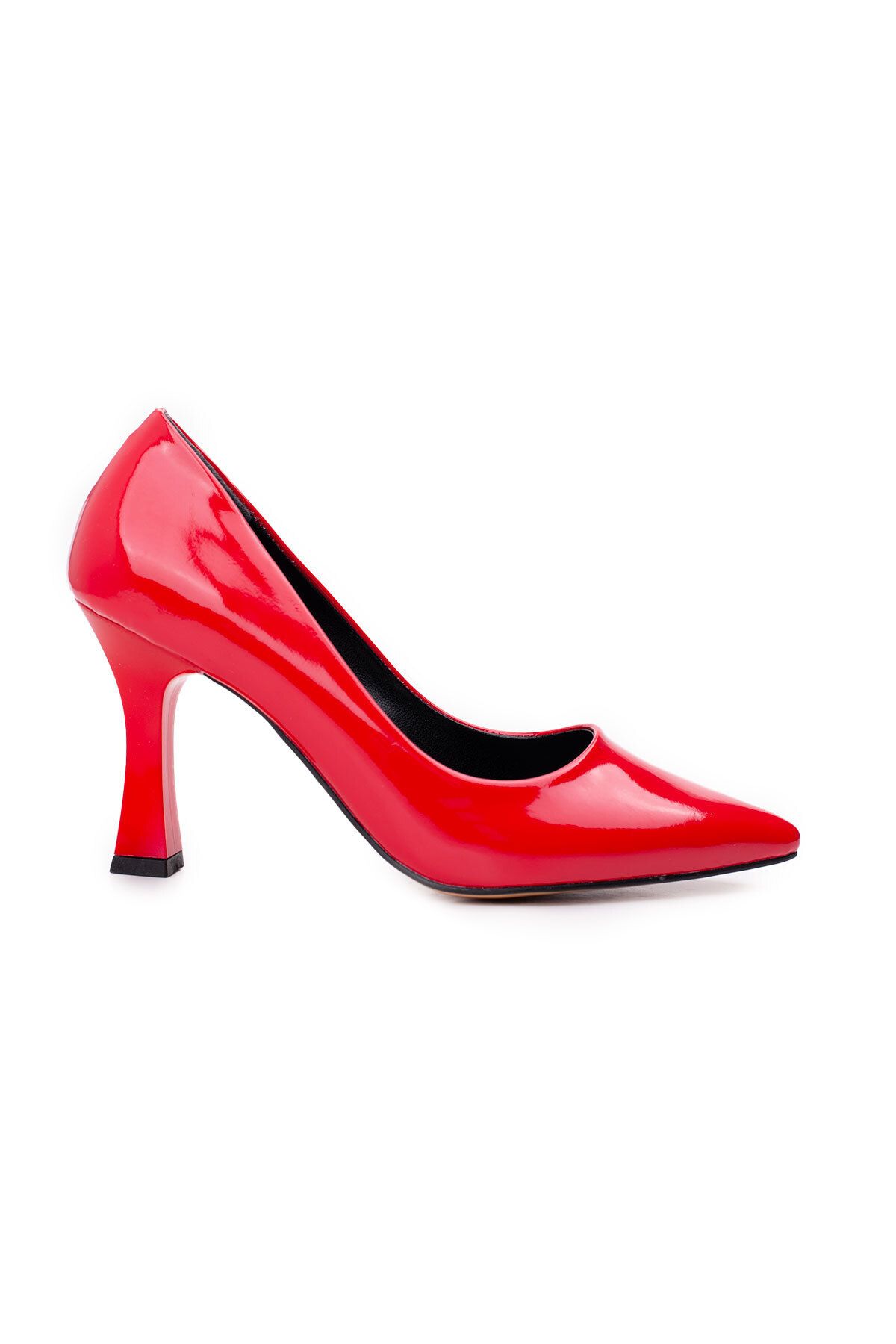 LuisPerry Kadın Topuklu Ayakkabı - Yüksek Topuklu Stiletto Rahat Şık ve Iş Ayakkabısı Kırmızı  Renk Rugan 9 Cm