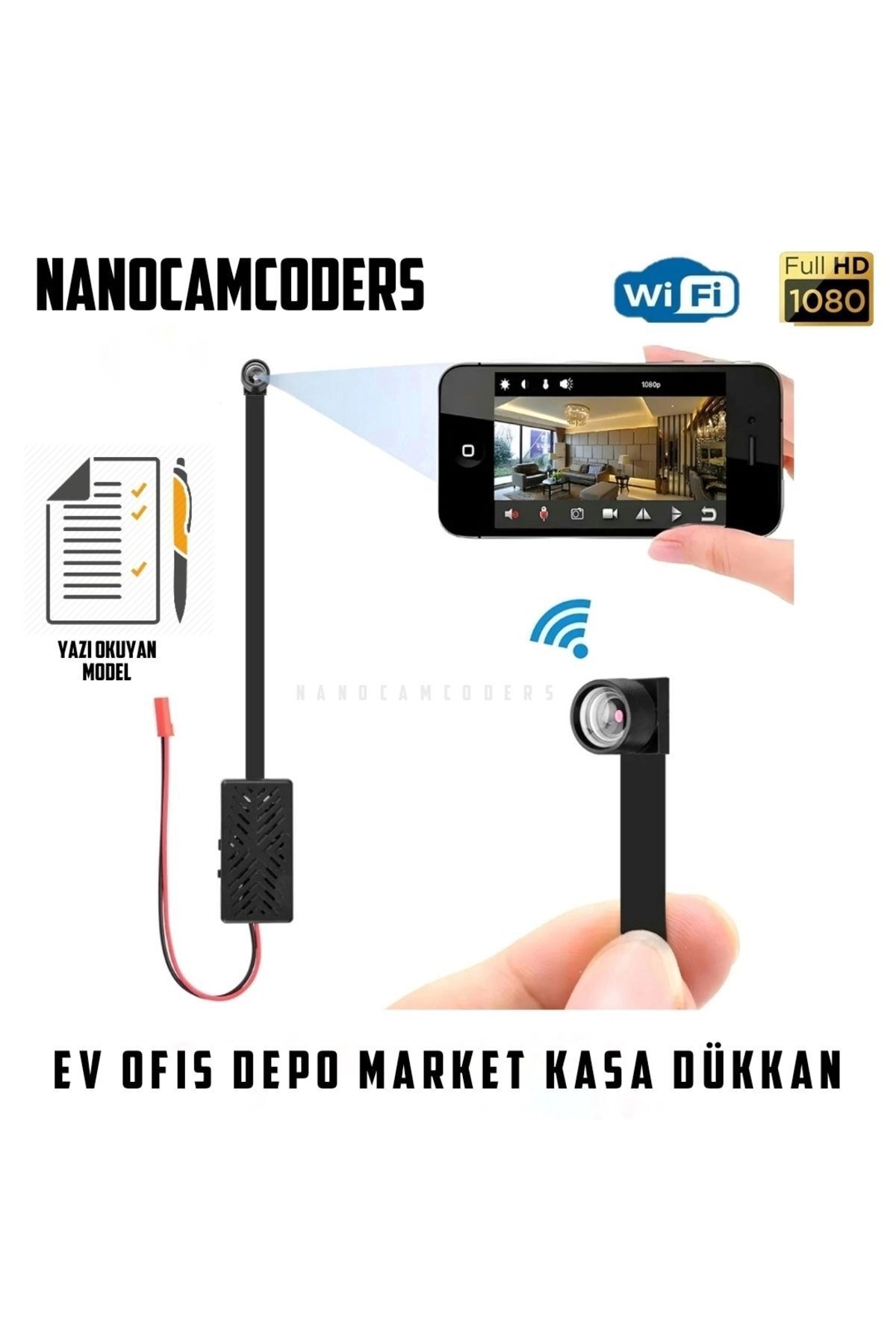 Nanocamcoders 1k 1080p Gizli Mini Wifi Kamera Mikro Güvenlik Gizli Pır Kamera Uzak Izle ( Evrak Okur ) Sn89