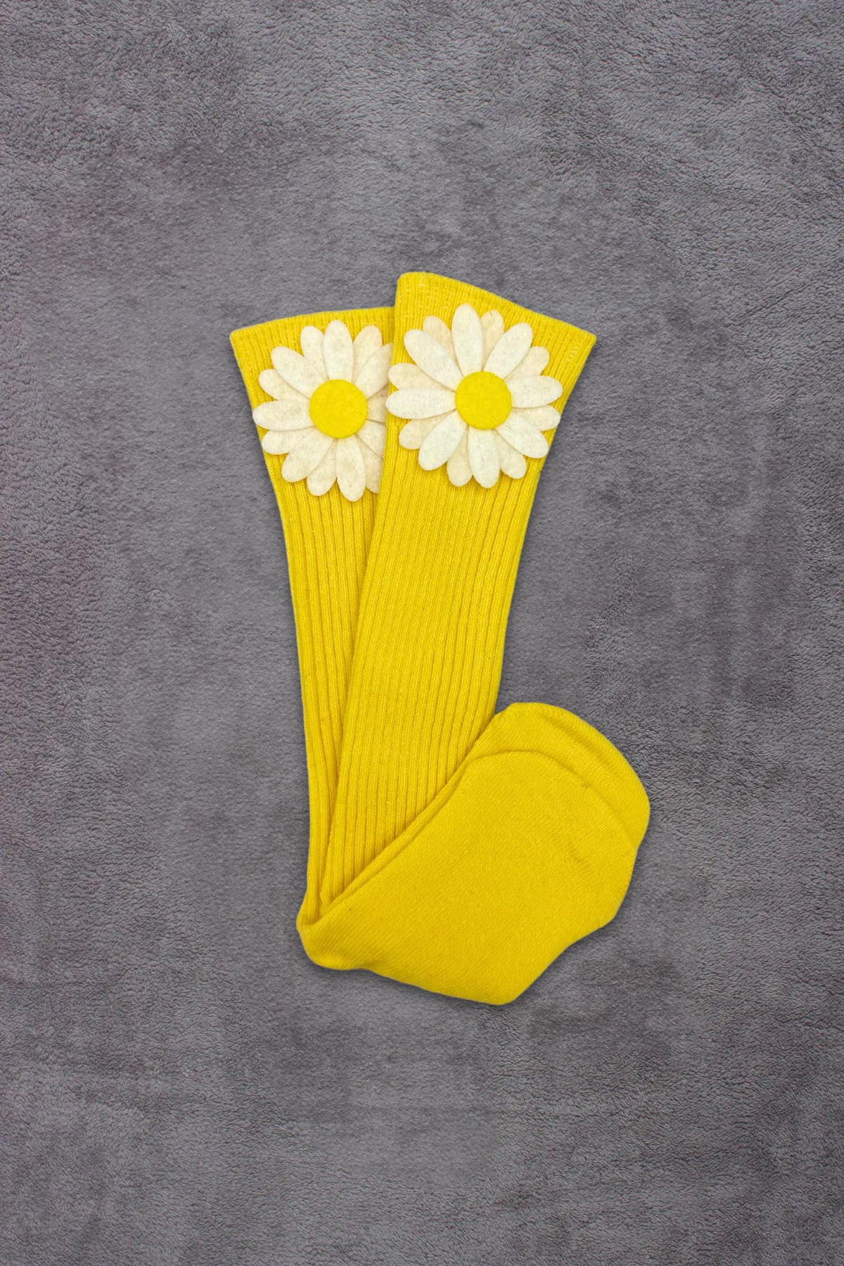 ADABEBEK Kız Bebek Çiçek Aksesuarlı Diz Altı Çorap